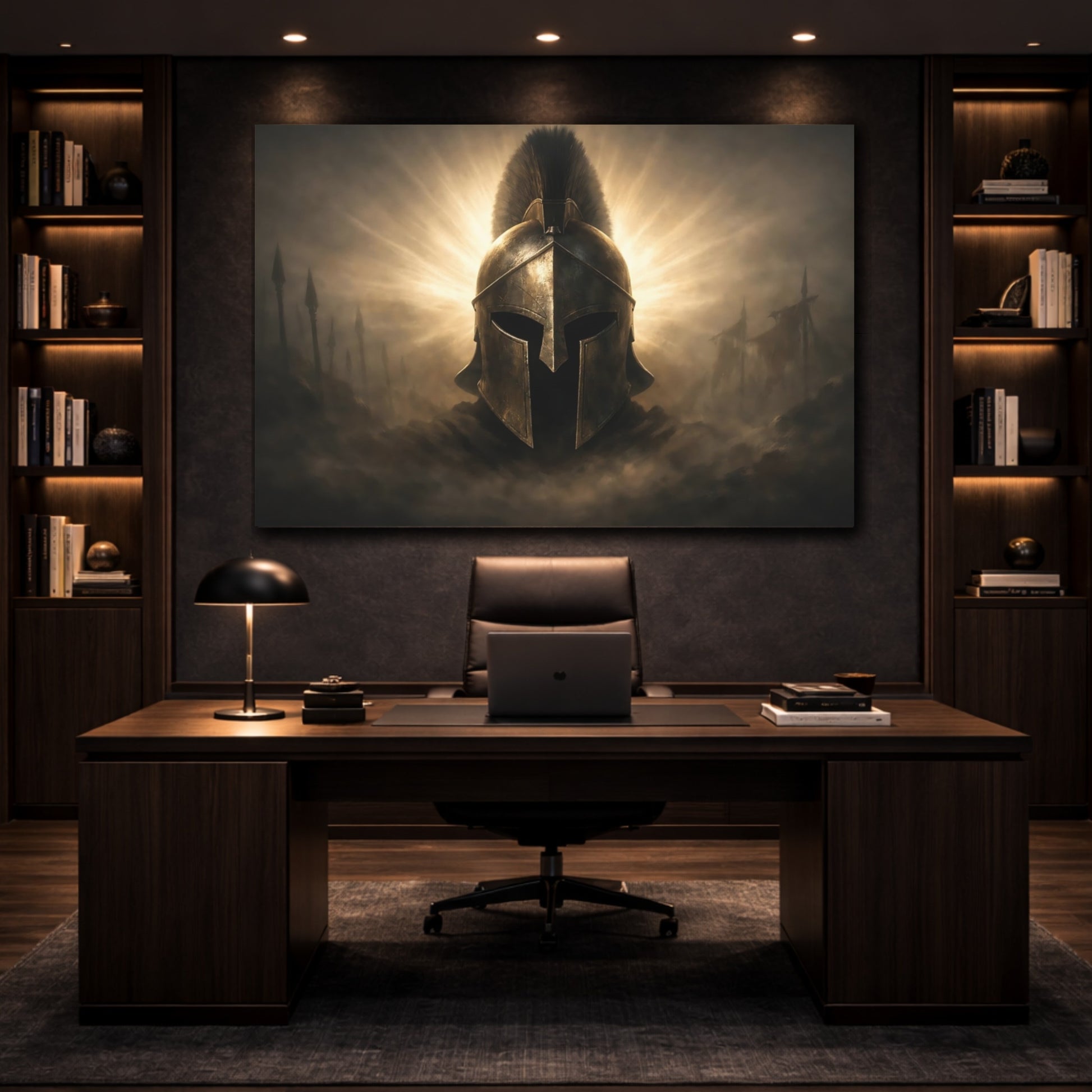 Movies Warrior Helmet Bronze Warrior shown as front canvas room wall art