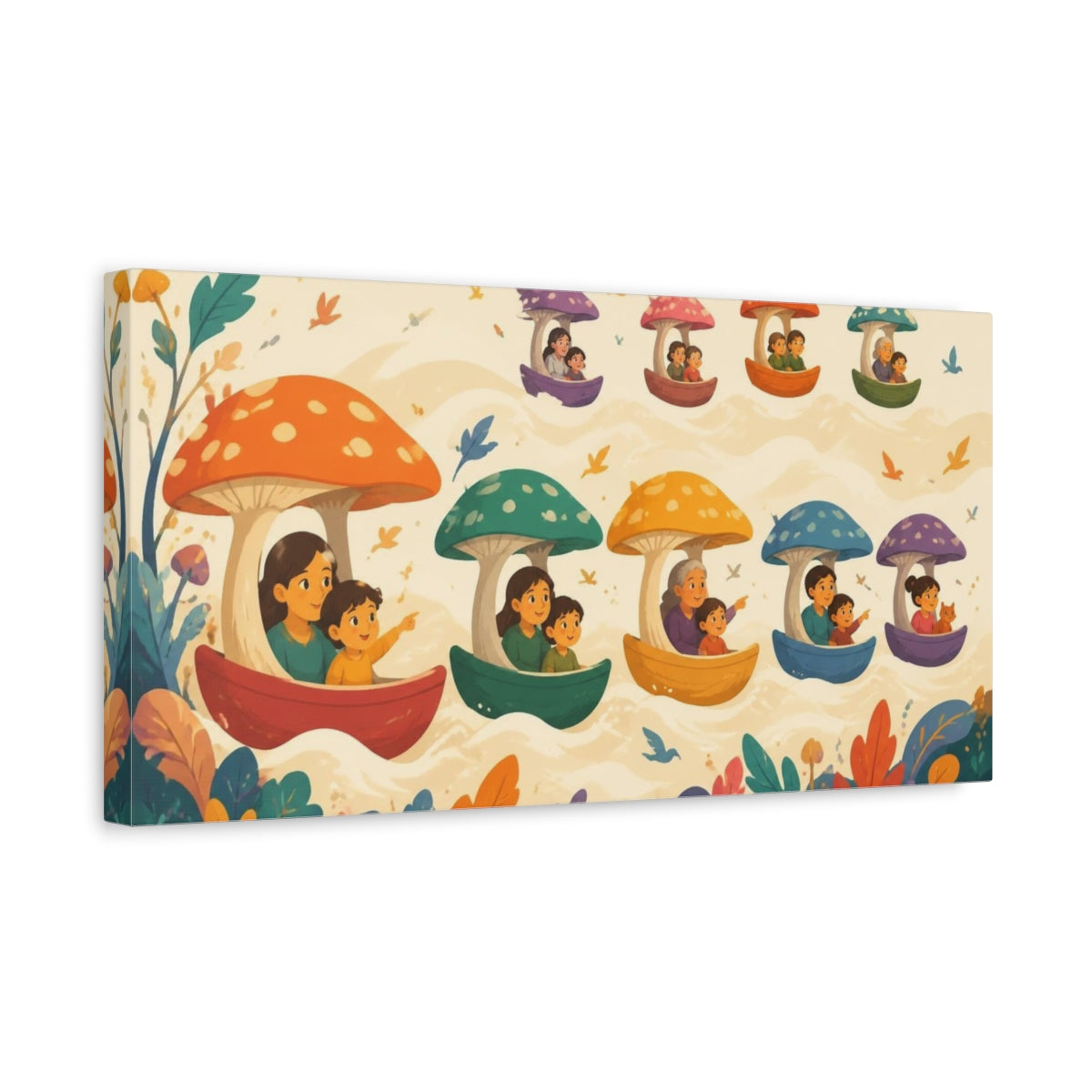Side Mockup 3. Mushroom Boat Adventure shown as canvas print