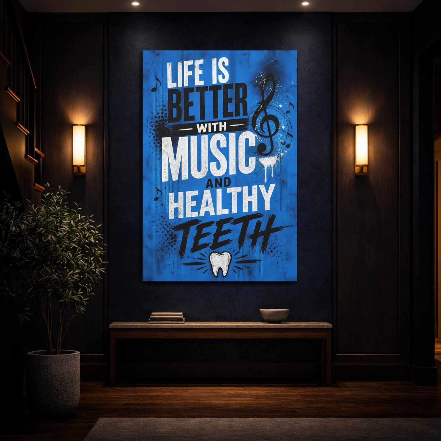 Mockup 4. Music & Healthy Teeth shown as canvas print