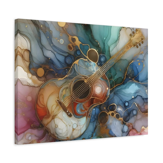 Music Abstract Guitar Canvas Print - Colorful Marble Wall Art - YesArtYes