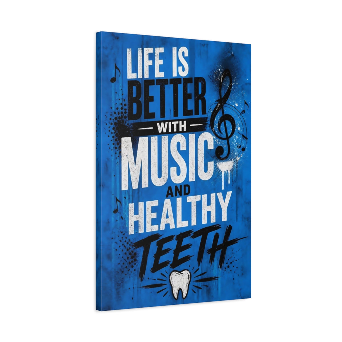 Side Mockup 2. Music & Healthy Teeth shown as canvas print