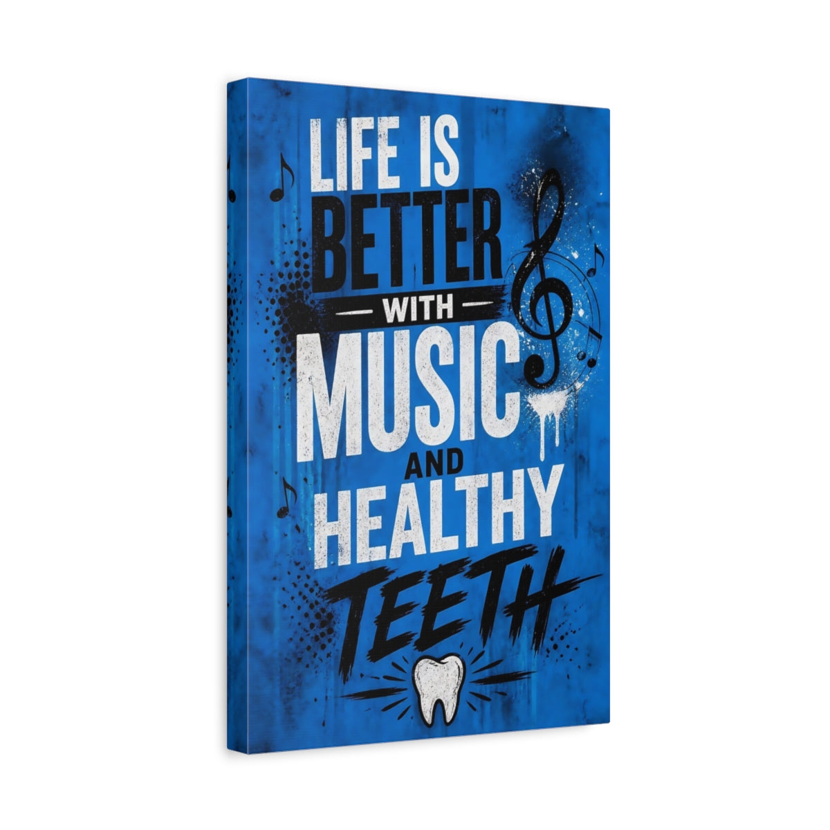 Side Mockup 4. Music & Healthy Teeth shown as canvas print