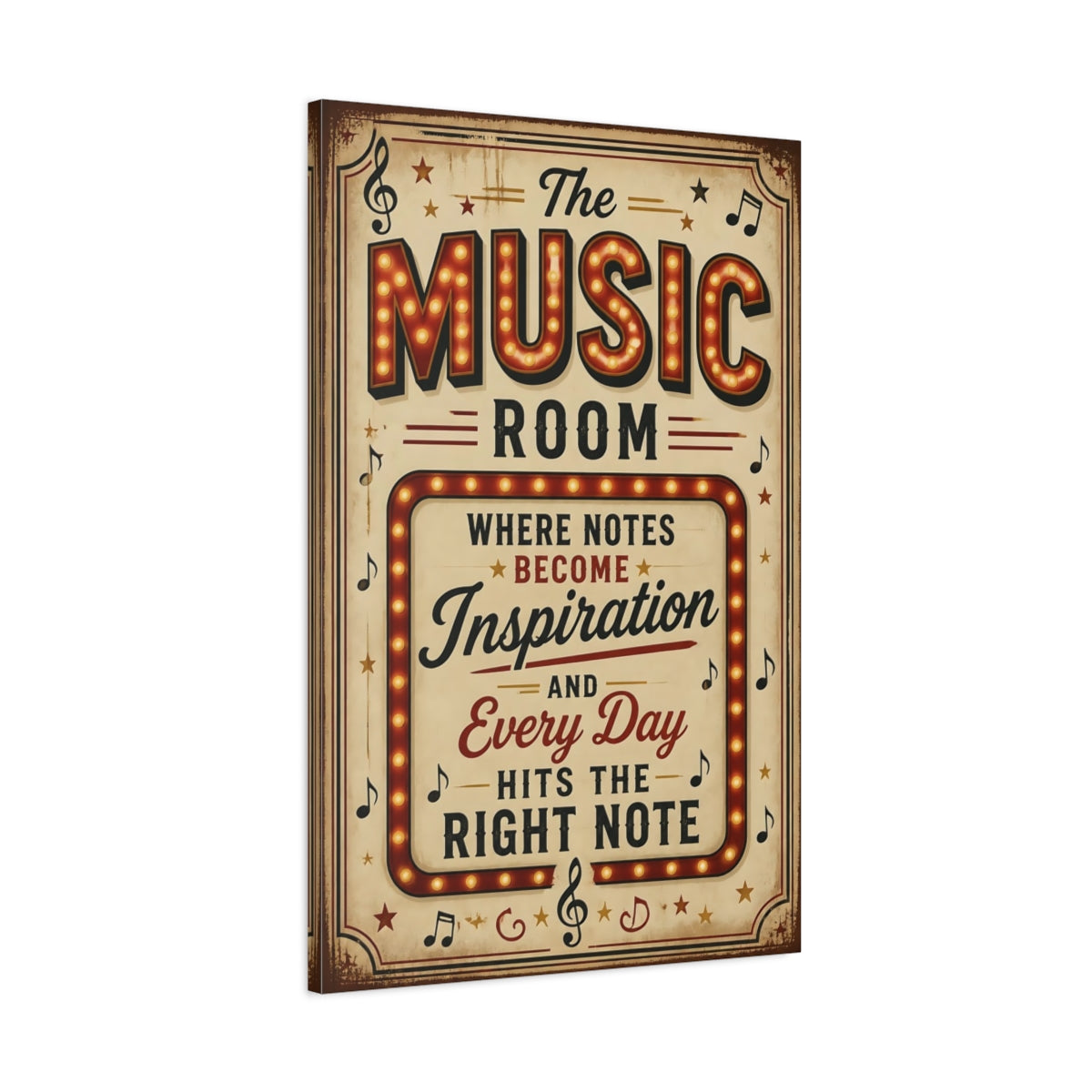 Main Mockup. Music Room Quotes Sign shown as canvas print
