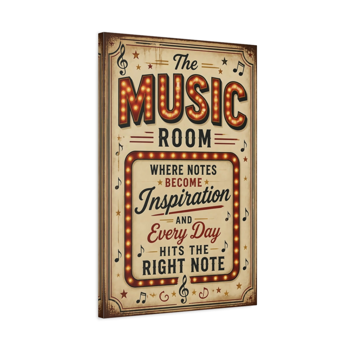 Side Mockup 2. Music Room Quotes Sign shown as canvas print