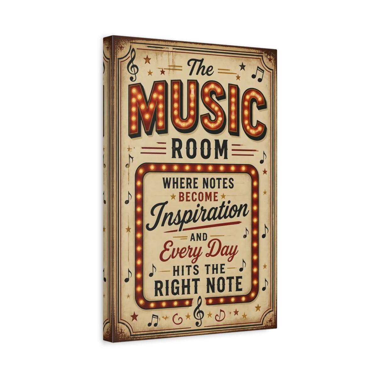 Side Mockup 4. Music Room Quotes Sign shown as canvas print