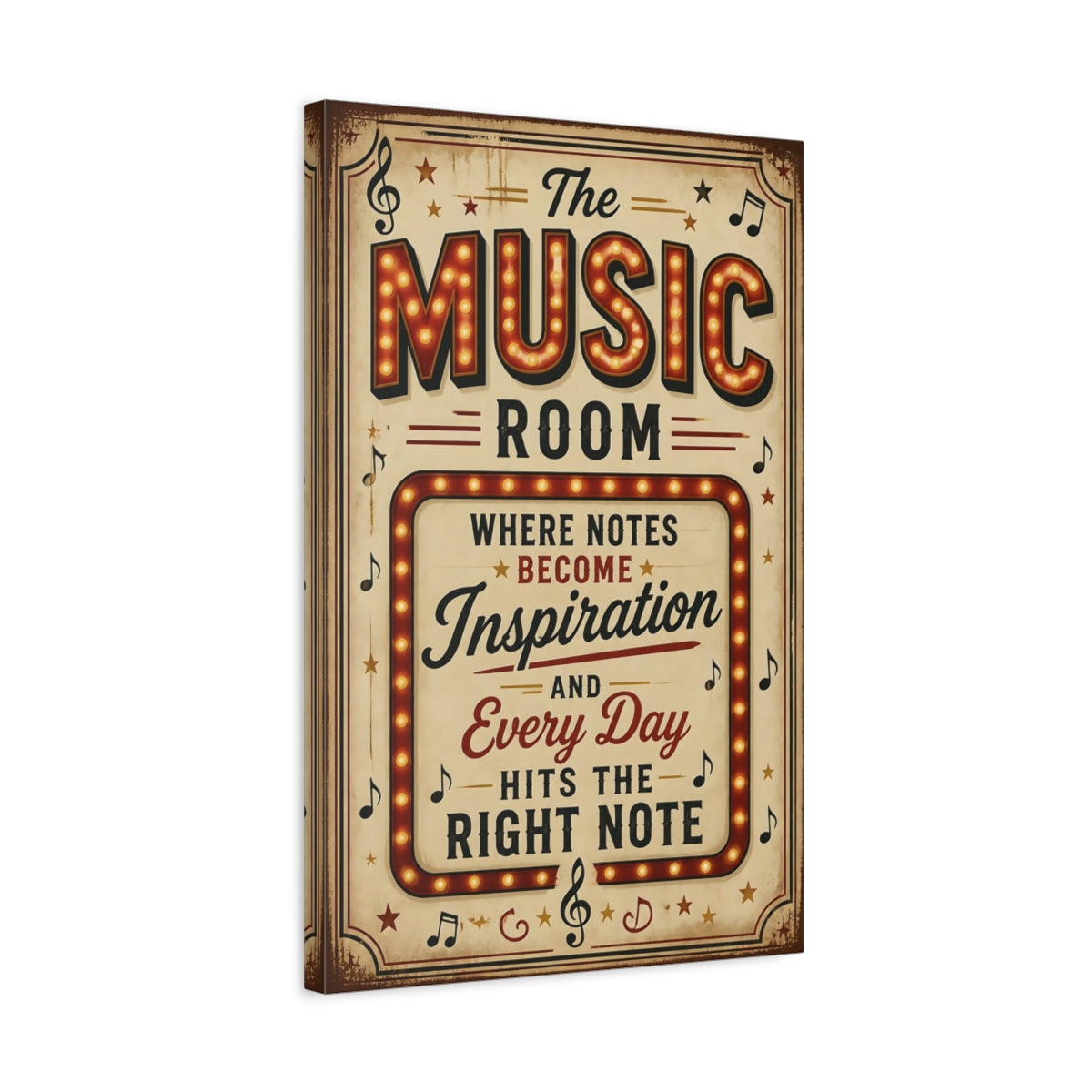 Side Mockup 3. Music Room Quotes Sign shown as canvas print