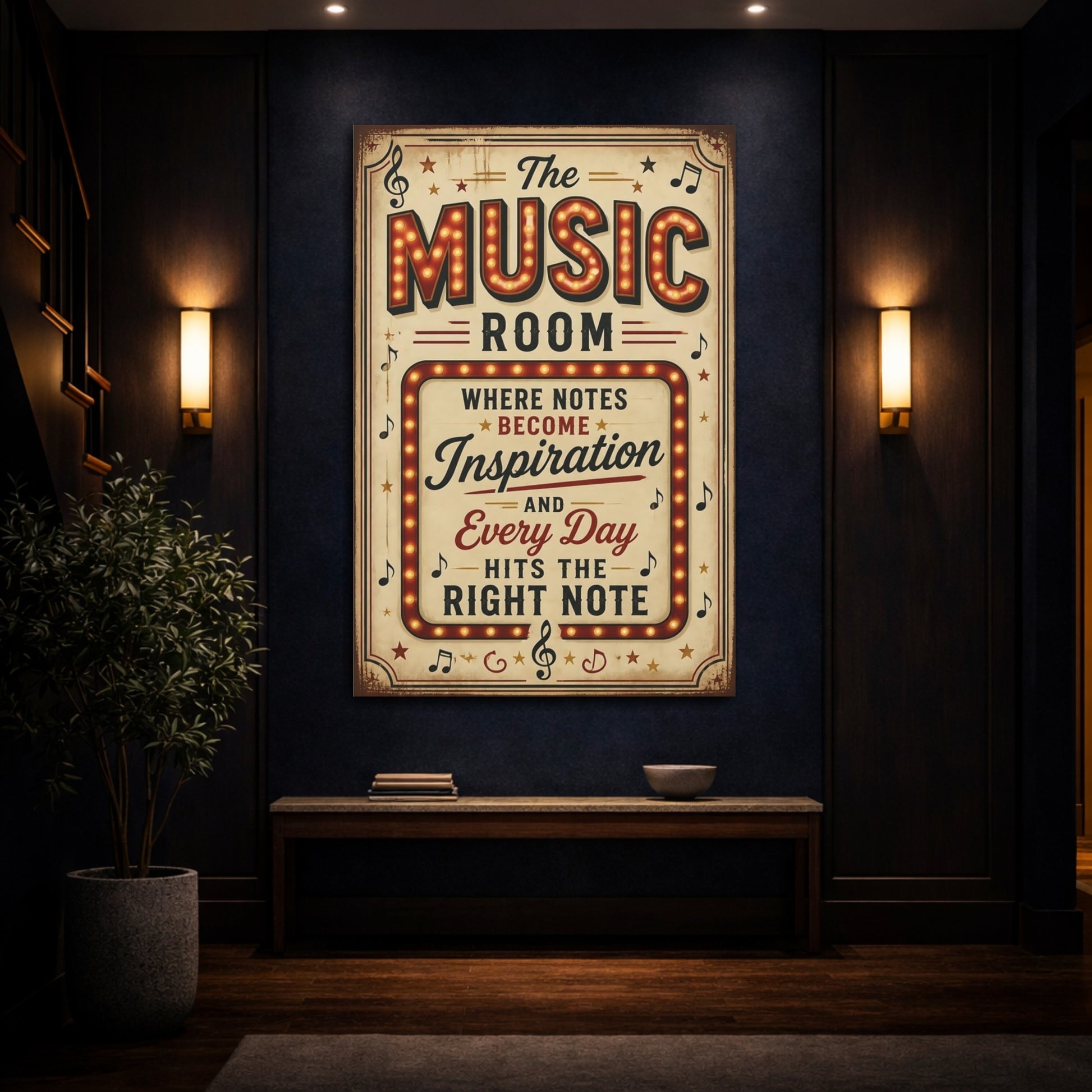 Mockup 4. Music Room Quotes Sign shown as canvas print