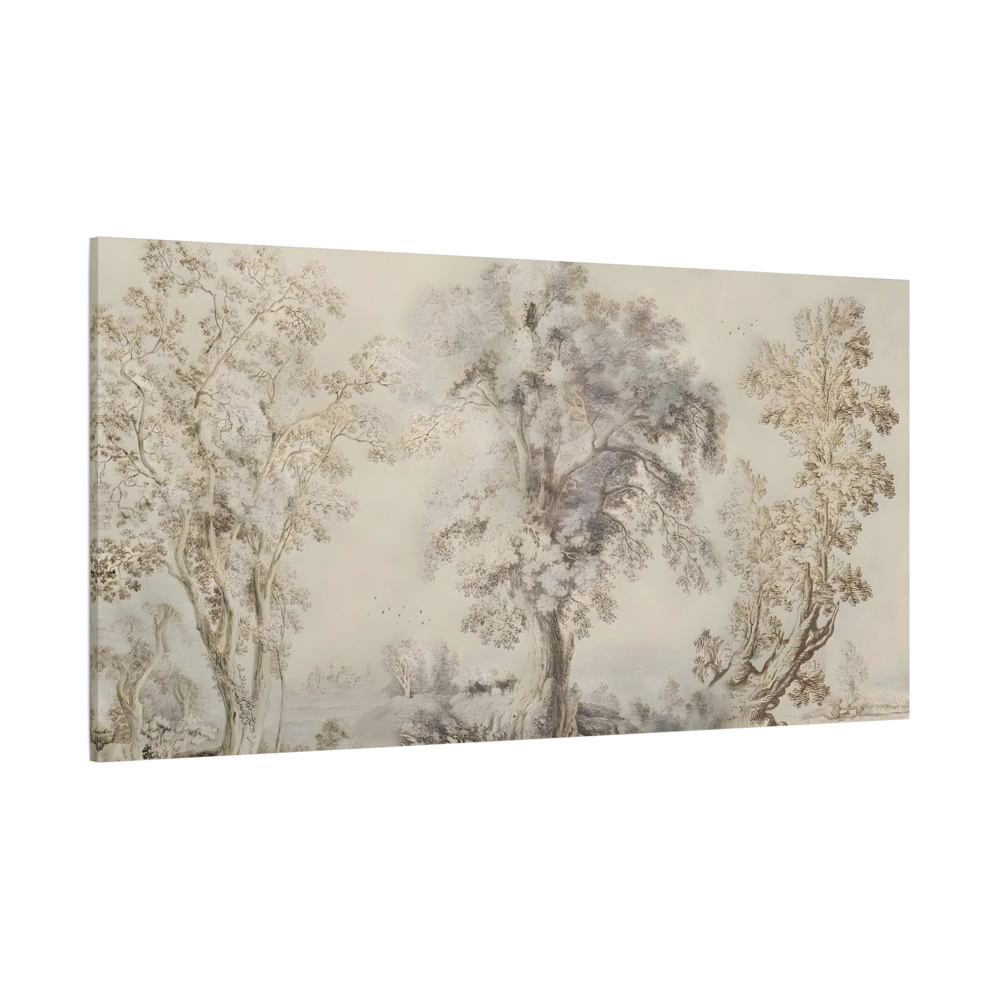 Muted Canvas Large Wall Art - Abstract Sketch Wilderness Forest Landscape Print - YesArtYes