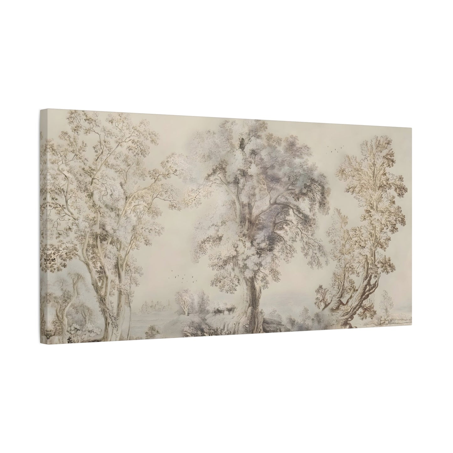 Muted Canvas Large Wall Art - Abstract Sketch Wilderness Forest Landscape Print - YesArtYes