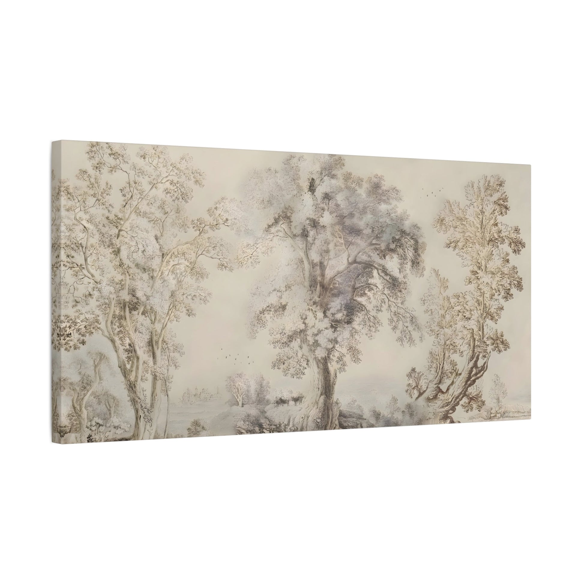 Muted Canvas Large Wall Art - Abstract Sketch Wilderness Forest Landscape Print - YesArtYes