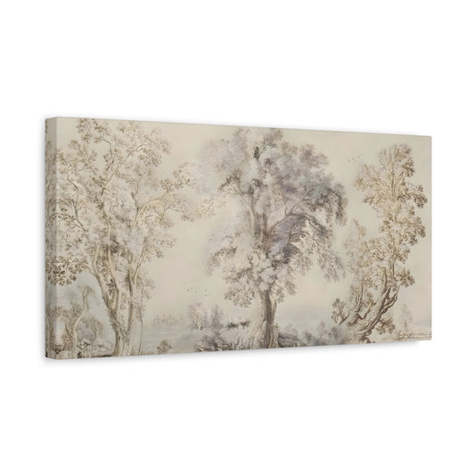 Muted Canvas Large Wall Art - Abstract Sketch Wilderness Forest Landscape Print - YesArtYes