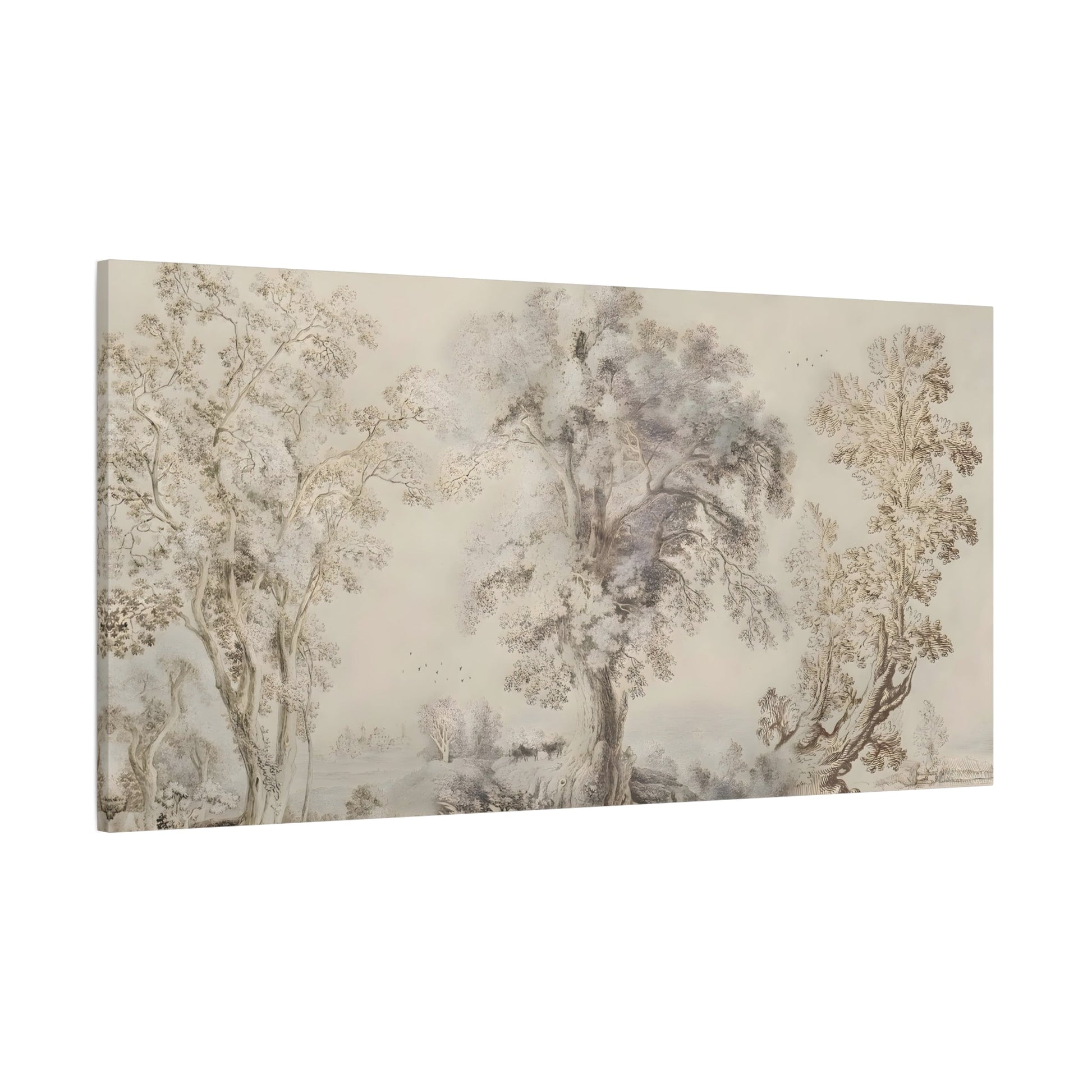 Muted Canvas Large Wall Art - Abstract Sketch Wilderness Forest Landscape Print - YesArtYes
