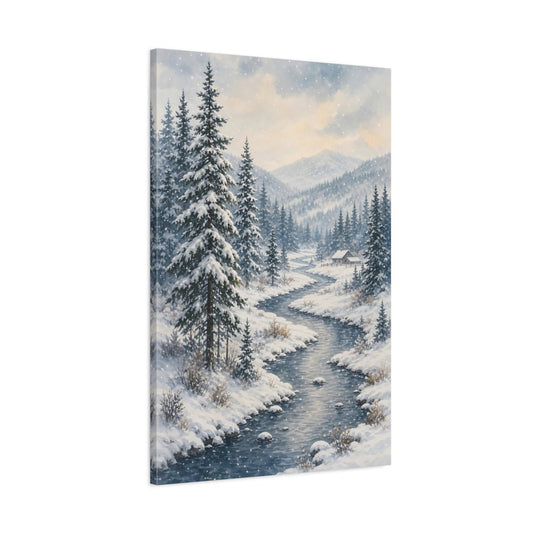 Muted Gouache Travel Illustration Style Black Canvas Print – Watercolor Decor for Living Room, Above Fireplace - YesArtYes