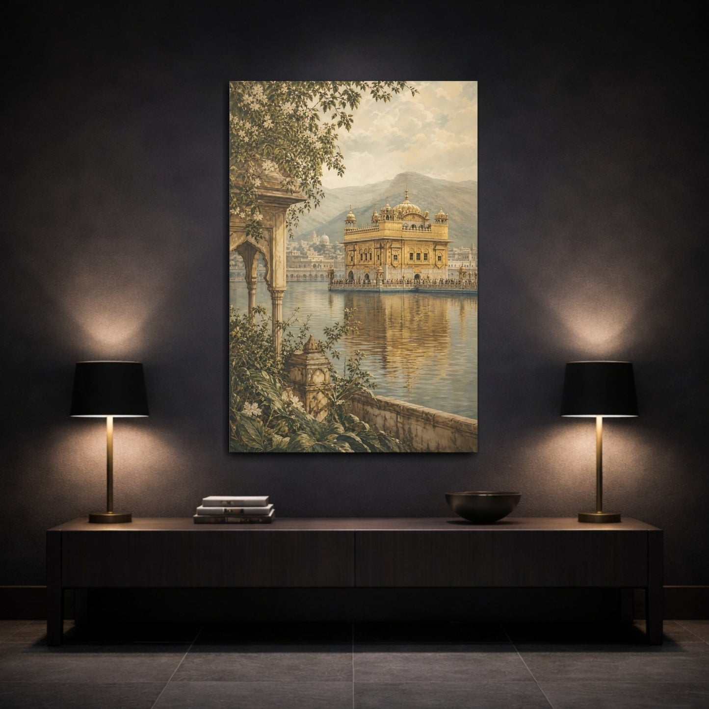 Muted Sage And Taupe Nature Palette Canvas Wall Art Print – Classical Living Room, Above Sofa - YesArtYes