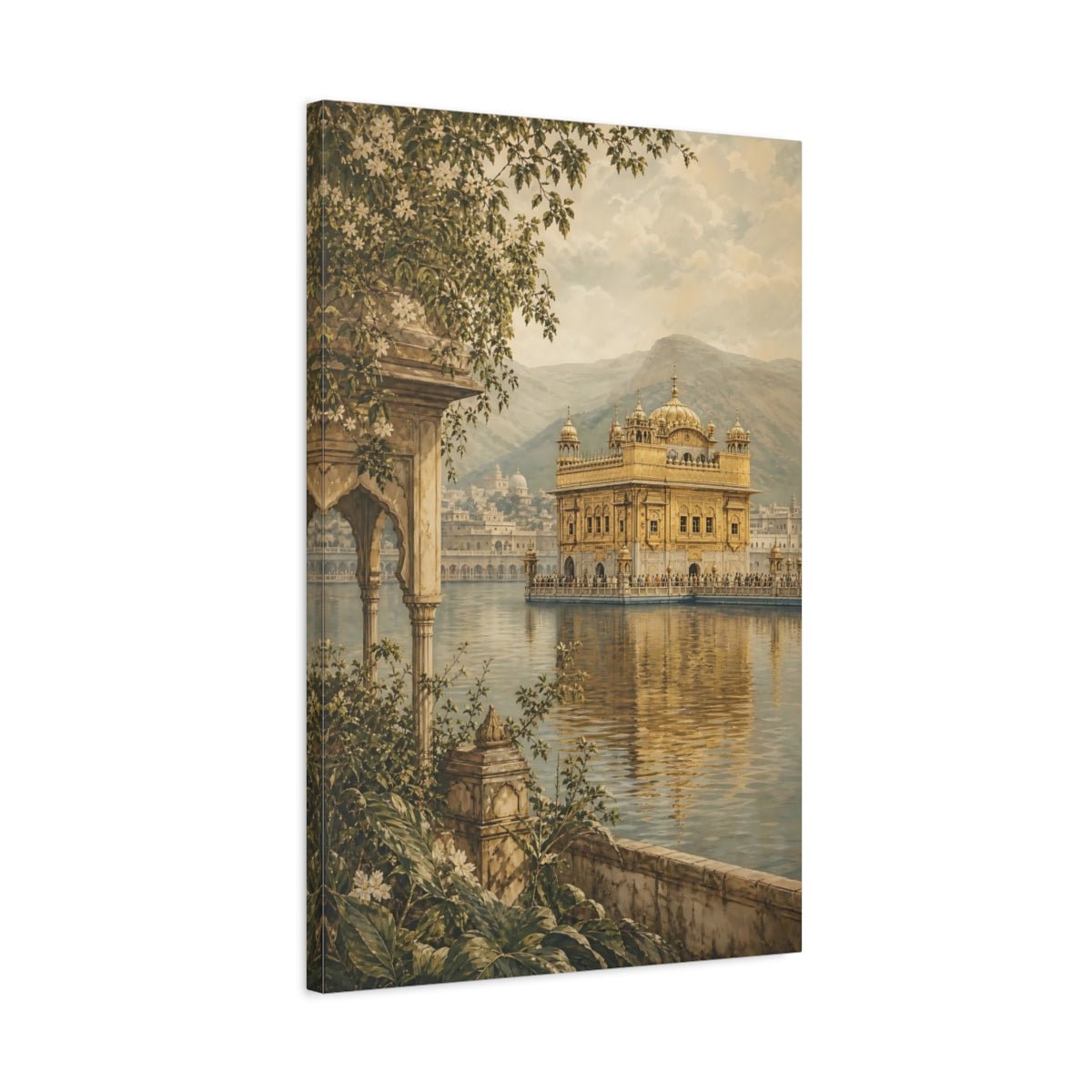 Muted Sage And Taupe Nature Palette Canvas Wall Art Print – Classical Living Room, Above Sofa - YesArtYes