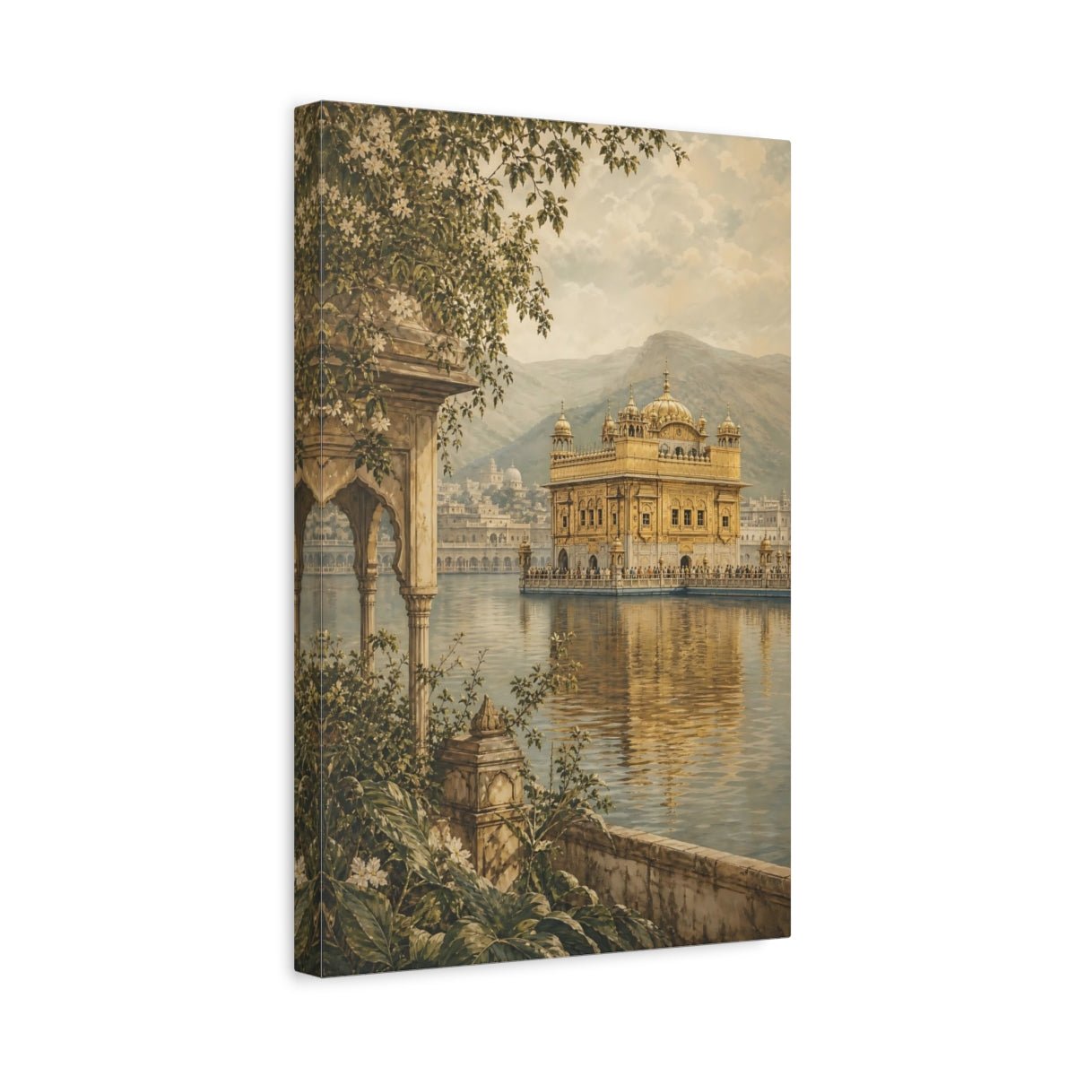 Muted Sage And Taupe Nature Palette Canvas Wall Art Print – Classical Living Room, Above Sofa - YesArtYes
