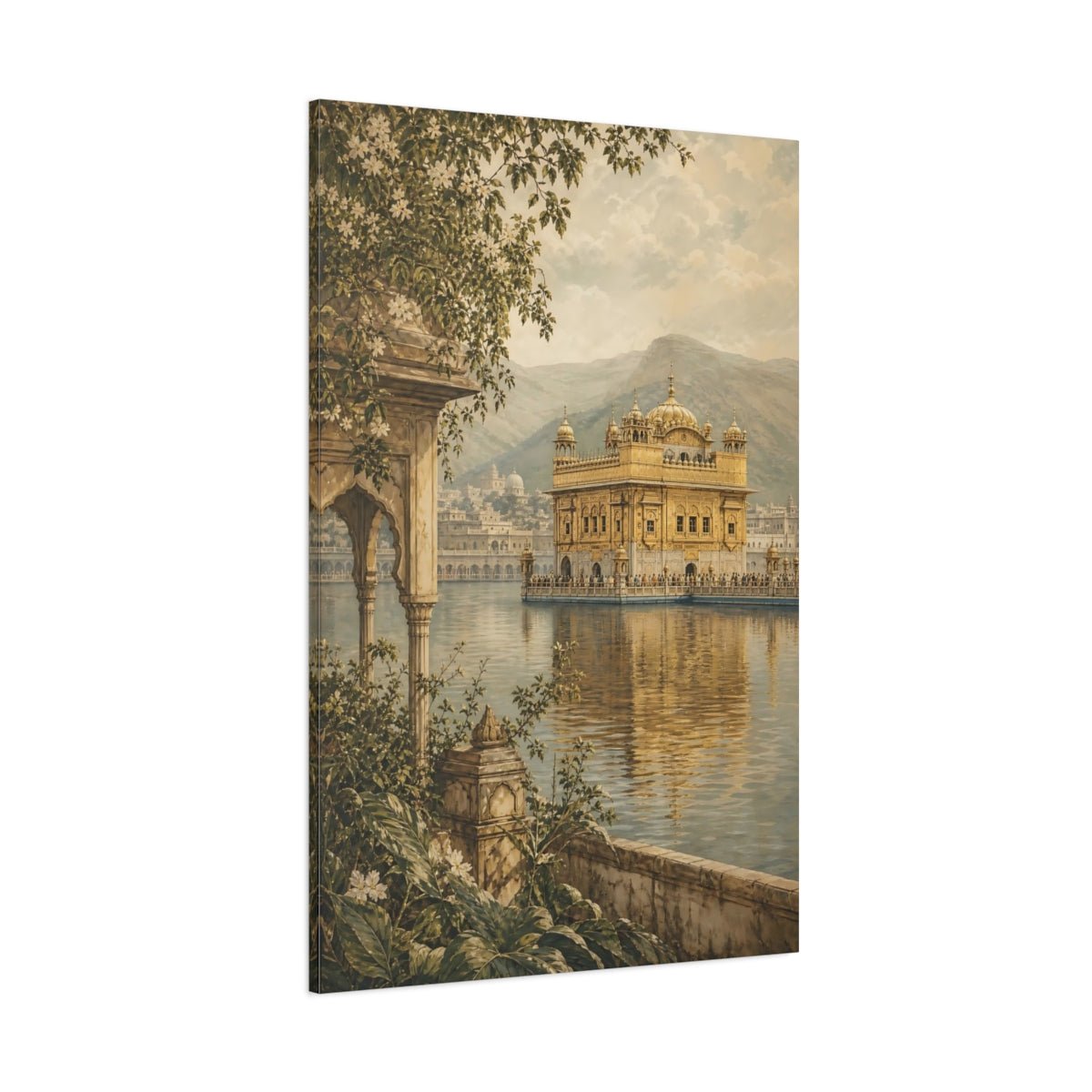Muted Sage And Taupe Nature Palette Canvas Wall Art Print – Classical Living Room, Above Sofa - YesArtYes