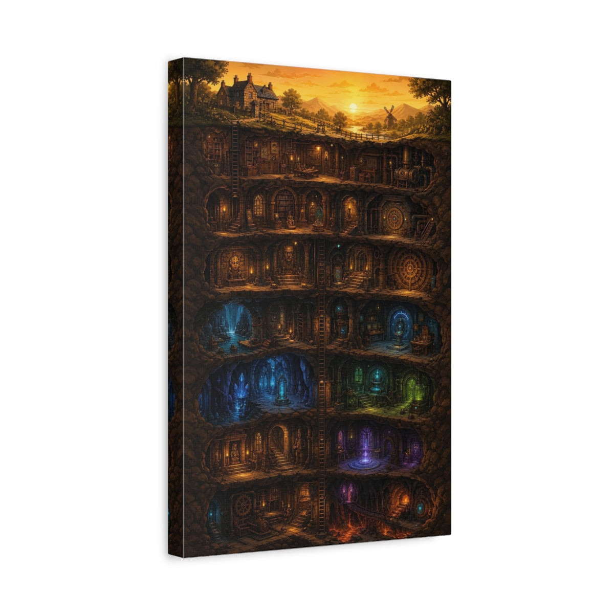 Side Mockup 4. Mystic Underground Vault shown as canvas print