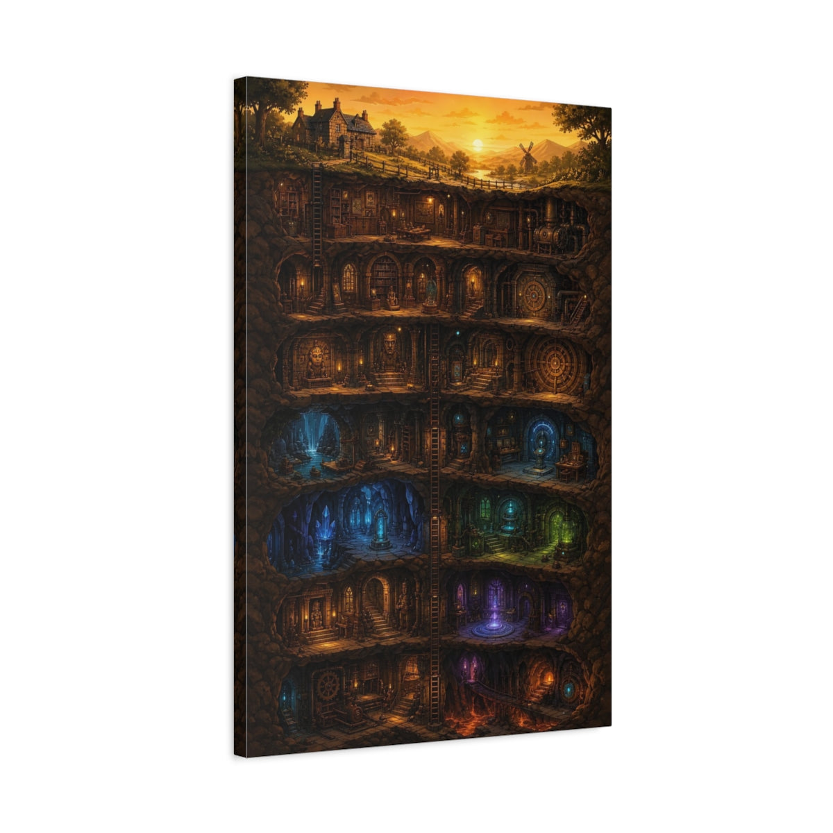 Side Mockup 2. Mystic Underground Vault shown as canvas print