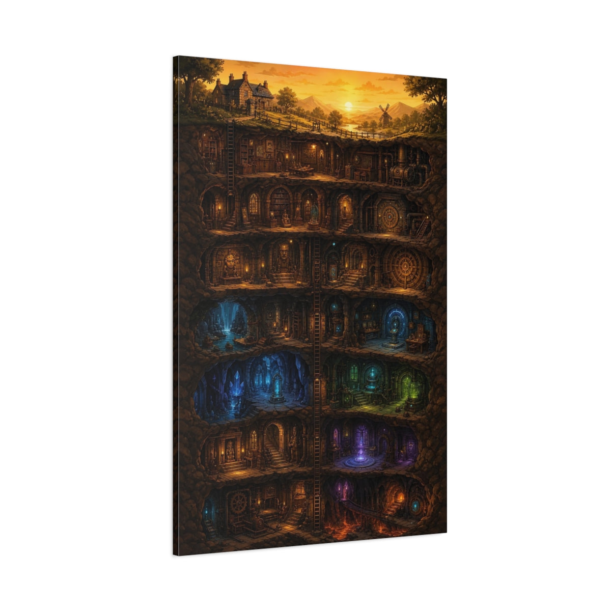 Side Mockup 1. Mystic Underground Vault shown as canvas print