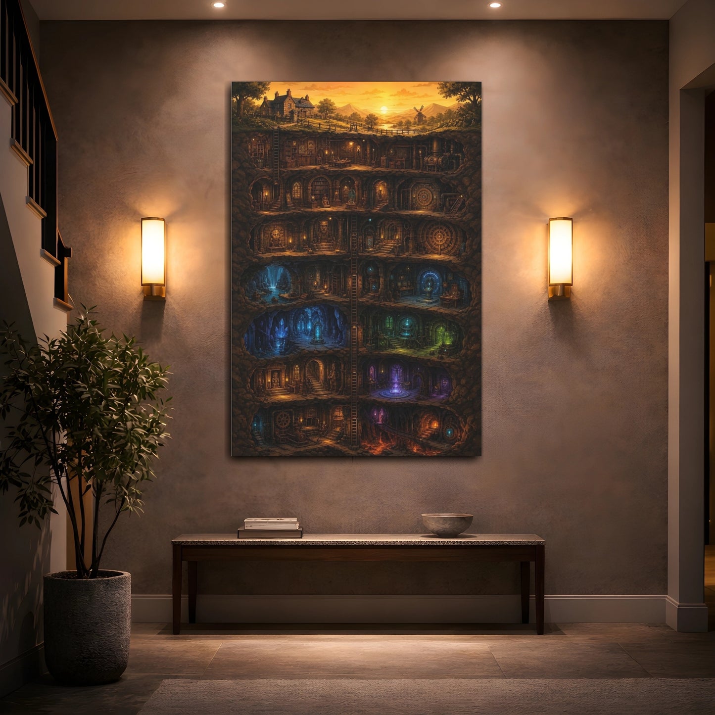 Mockup 2. Mystic Underground Vault shown as canvas print