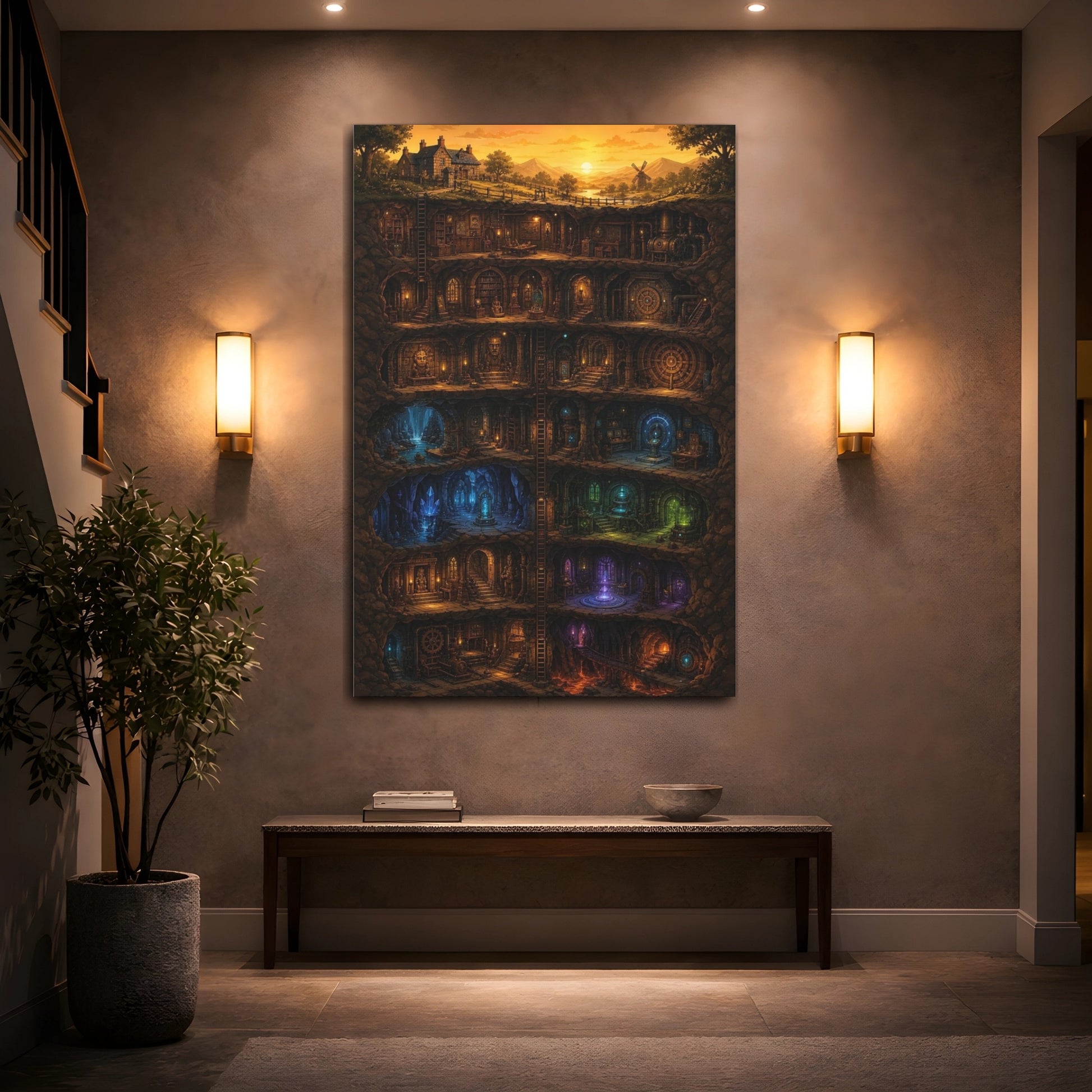 Mockup 2. Mystic Underground Vault shown as canvas print