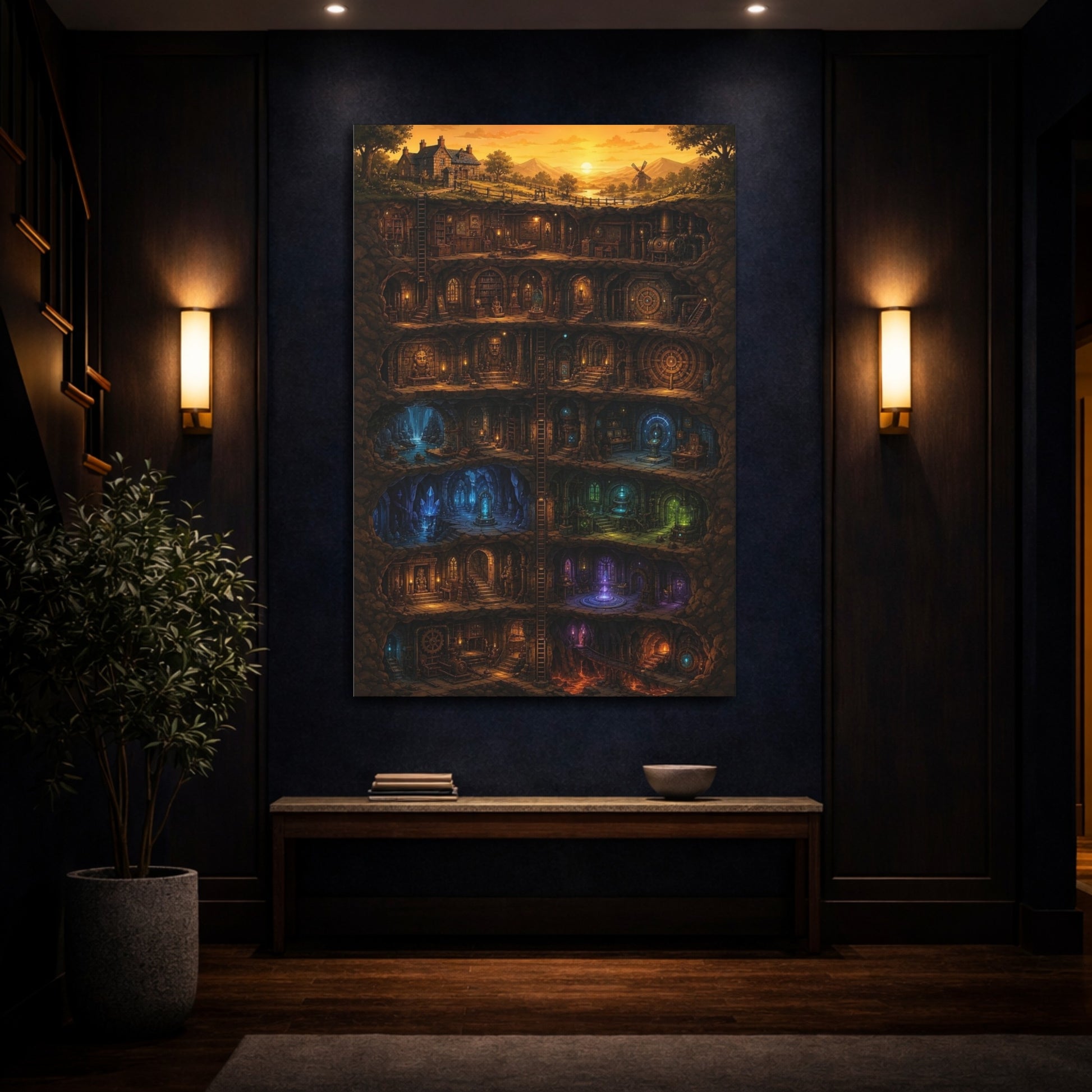 Mockup 4. Mystic Underground Vault shown as canvas print