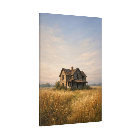 Main Mockup. Nature Abandoned House Rustic House Landscape shown as stretched canvas wall art