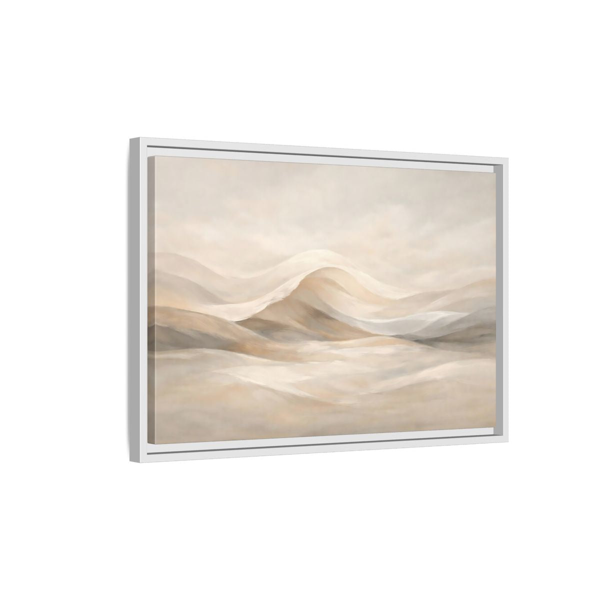 Side Mockup 1. Nature Abstract Dunes Neutral Abstract shown as stretched canvas wall art