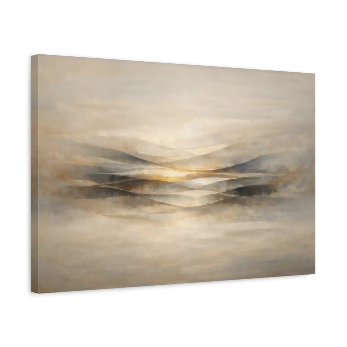 Side Mockup 3. Nature Abstract Hills Beige Gold Abstract shown as stretched canvas wall art