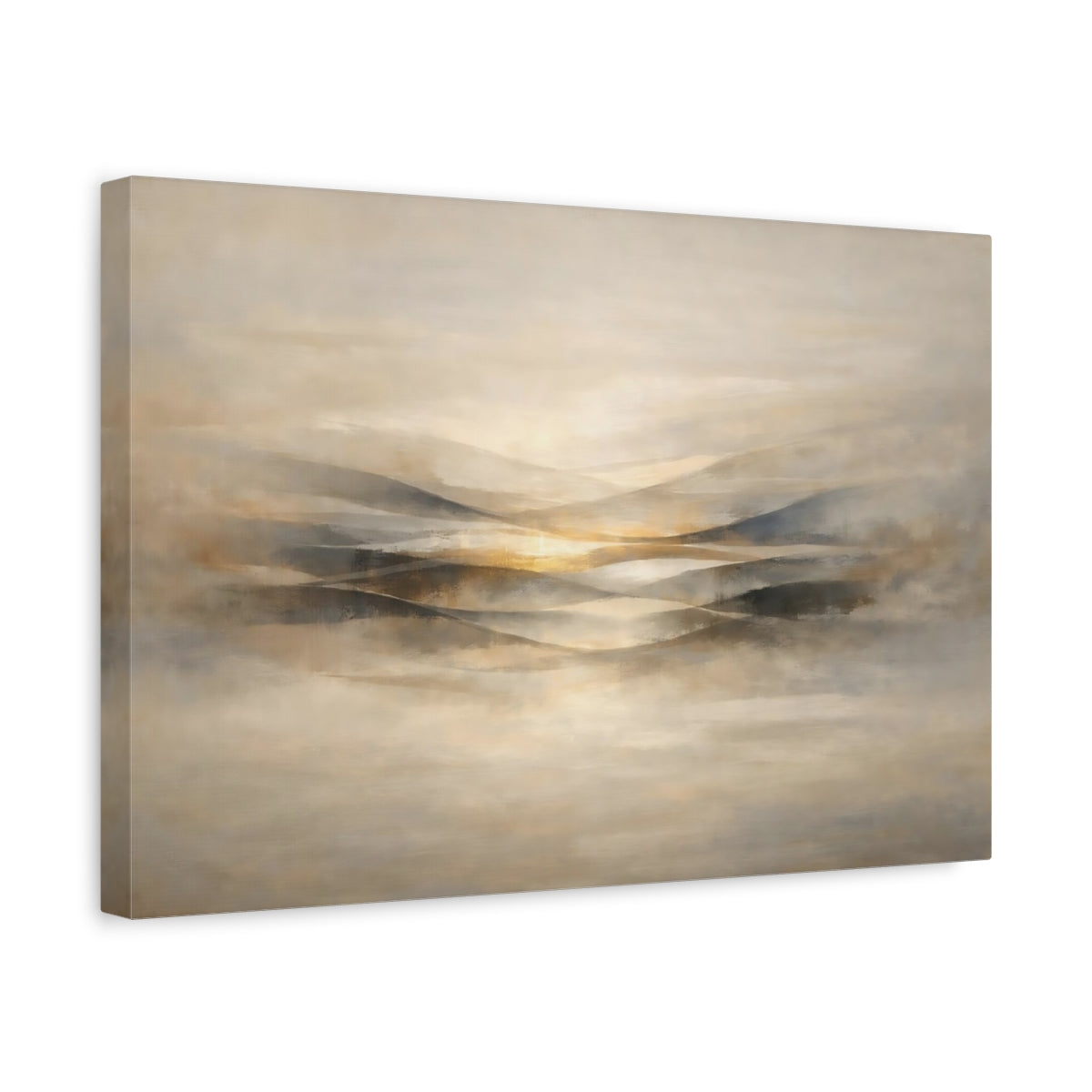 Side Mockup 4. Nature Abstract Hills Beige Gold Abstract shown as stretched canvas wall art