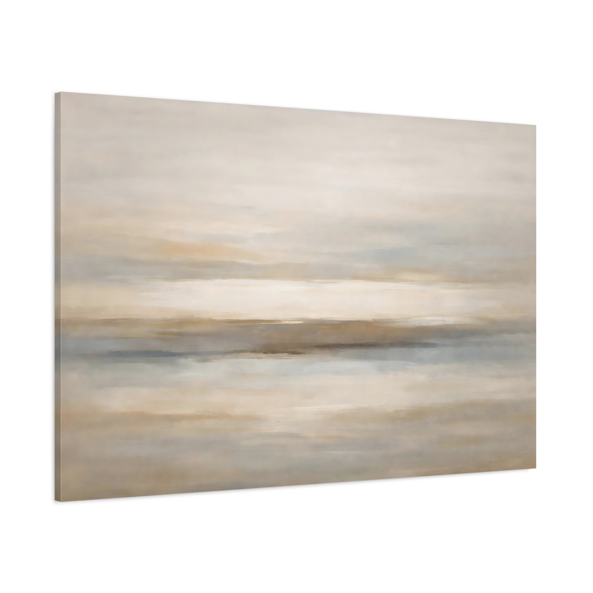 Main Mockup. Nature Abstract Horizon Beige And Grey shown as stretched canvas wall art