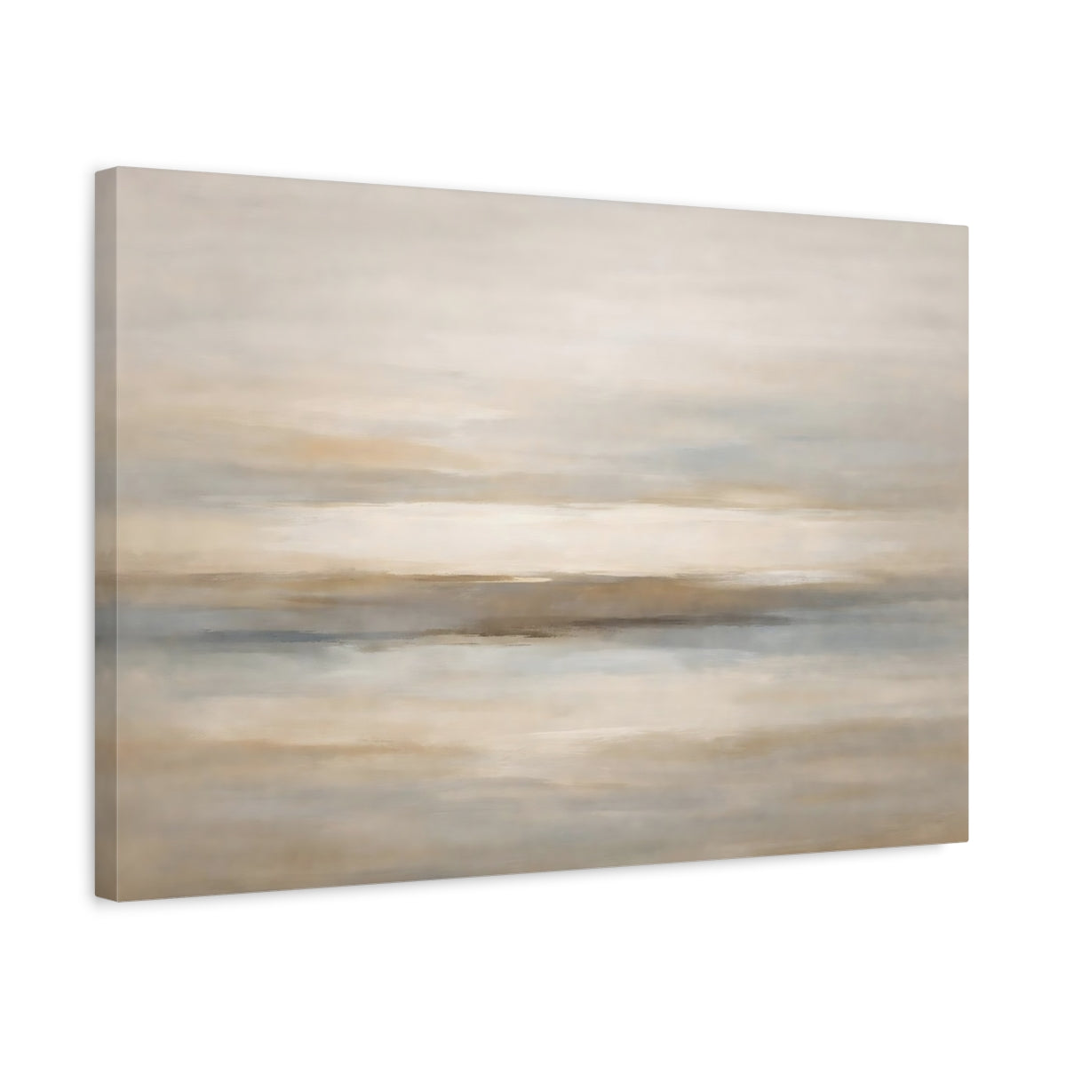 Side Mockup 3. Nature Abstract Horizon Beige And Grey shown as stretched canvas wall art