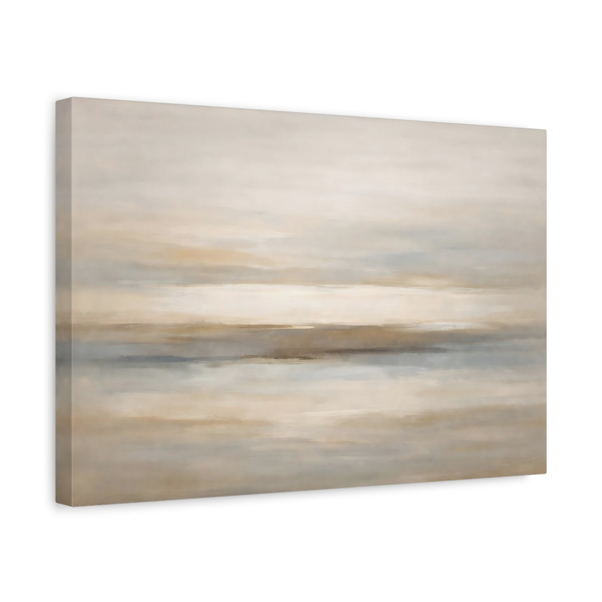 Side Mockup 4. Nature Abstract Horizon Beige And Grey shown as stretched canvas wall art