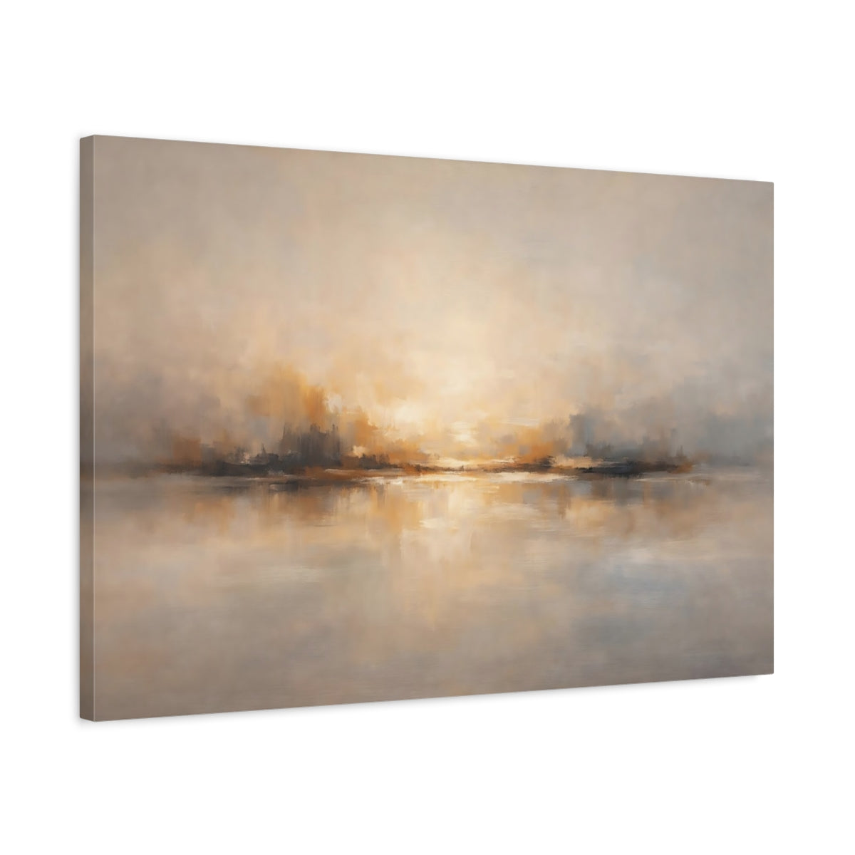 Side Mockup 2. Nature Abstract Horizon Golden Gray Horizon shown as stretched canvas wall art