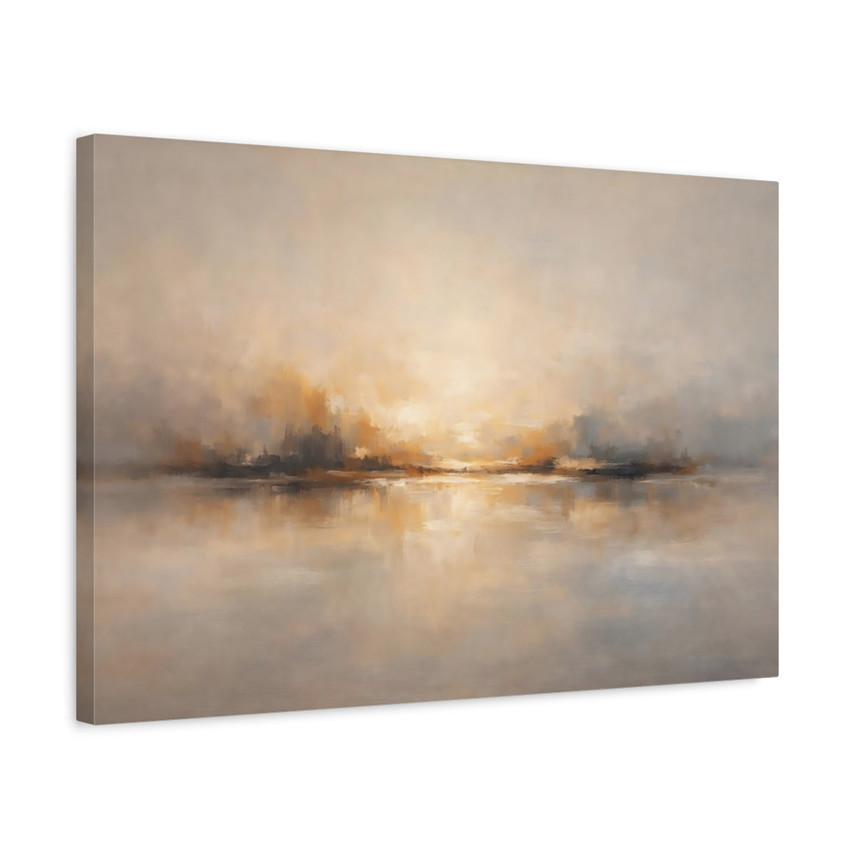 Side Mockup 3. Nature Abstract Horizon Golden Gray Horizon shown as stretched canvas wall art