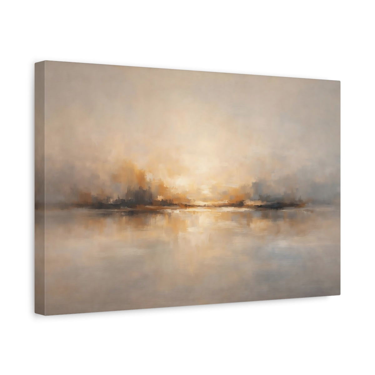 Side Mockup 4. Nature Abstract Horizon Golden Gray Horizon shown as stretched canvas wall art