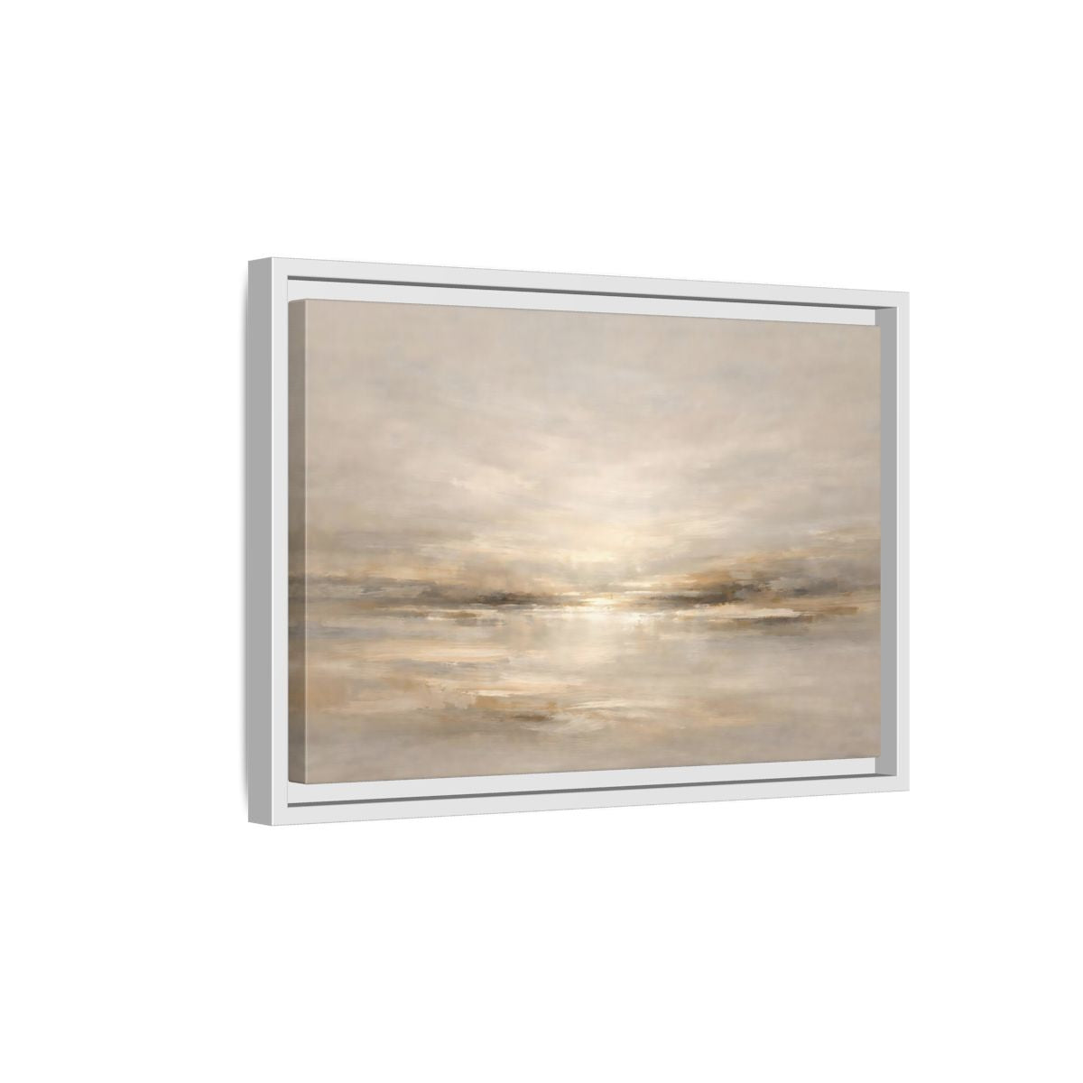 Side Mockup 4. Nature Abstract Horizon Neutral Tones shown as stretched canvas wall art