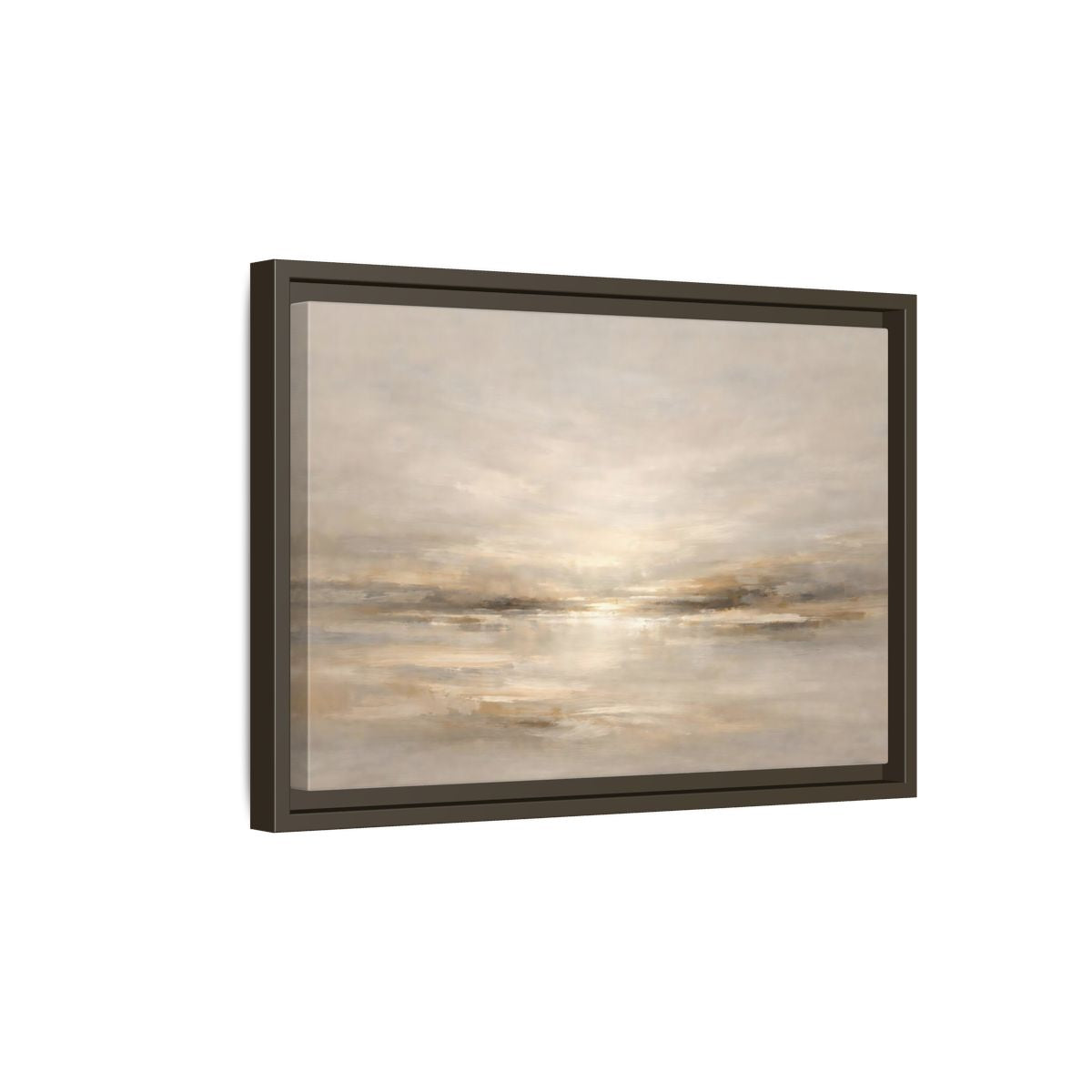 Side Mockup 5. Nature Abstract Horizon Neutral Tones shown as stretched canvas wall art