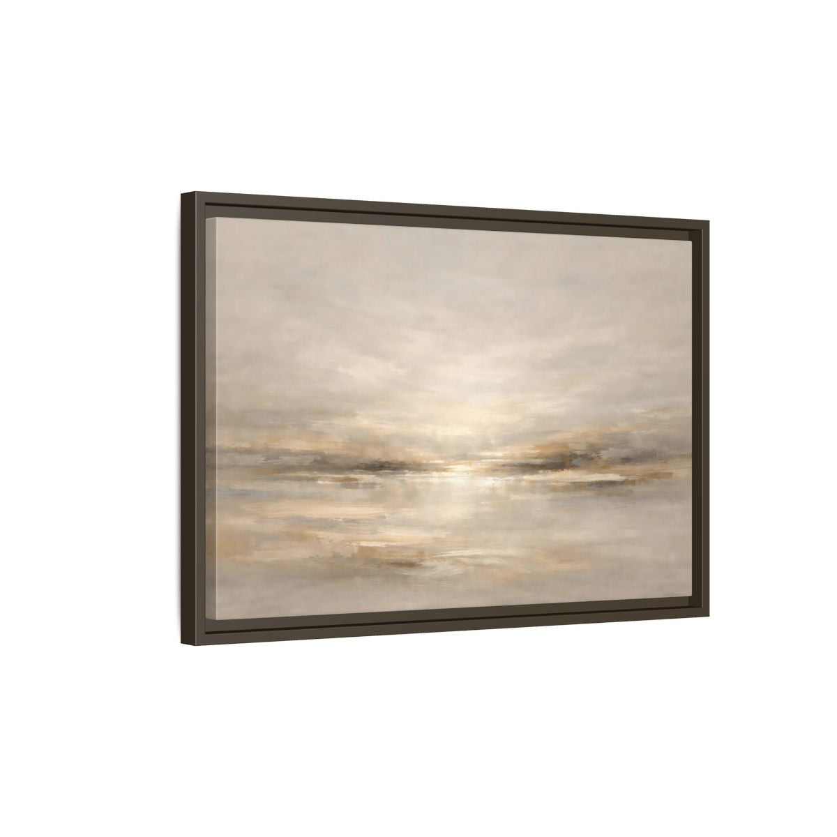 Side Mockup 2. Nature Abstract Horizon Neutral Tones shown as stretched canvas wall art