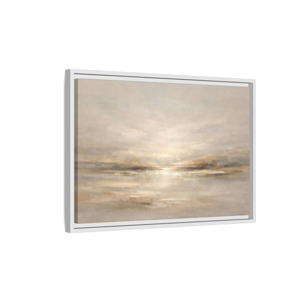 Side Mockup 1. Nature Abstract Horizon Neutral Tones shown as stretched canvas wall art
