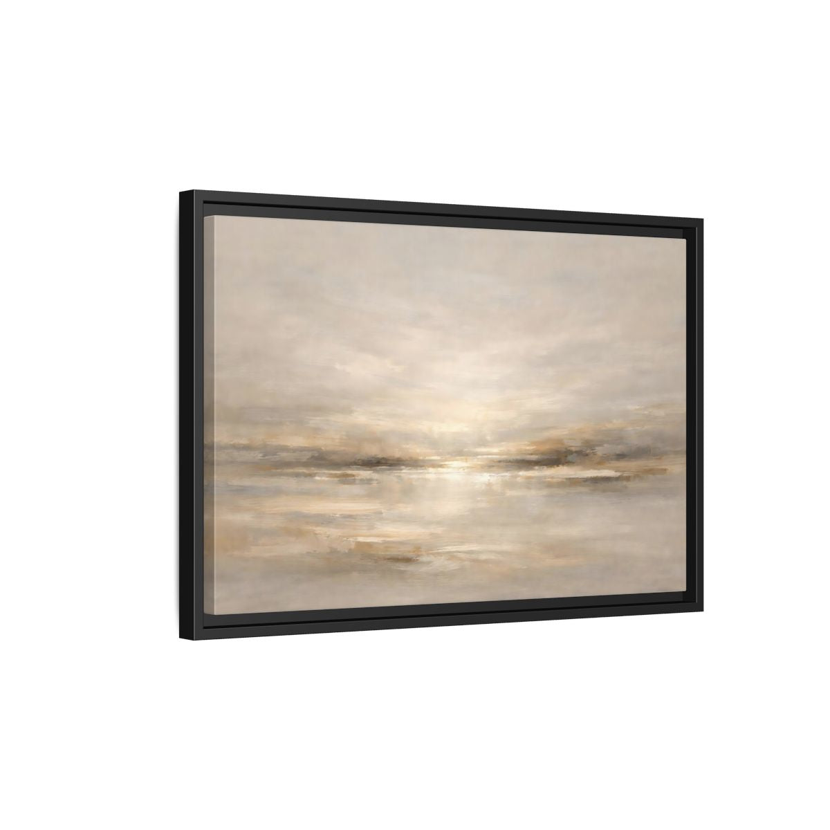 Side Mockup 3. Nature Abstract Horizon Neutral Tones shown as stretched canvas wall art