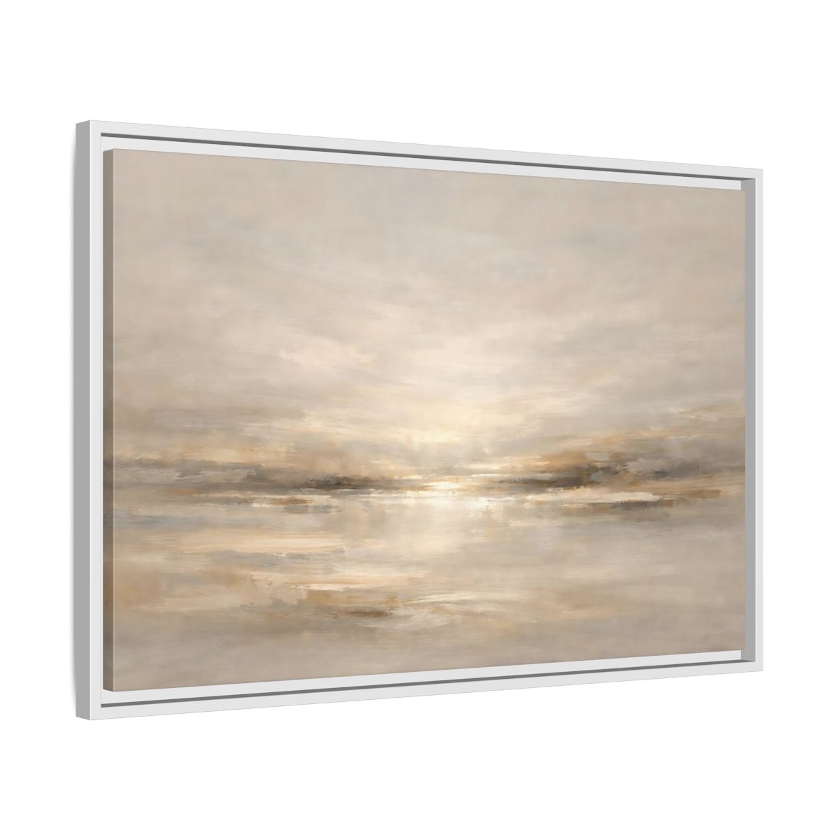 Side Mockup 10. Nature Abstract Horizon Neutral Tones shown as stretched canvas wall art
