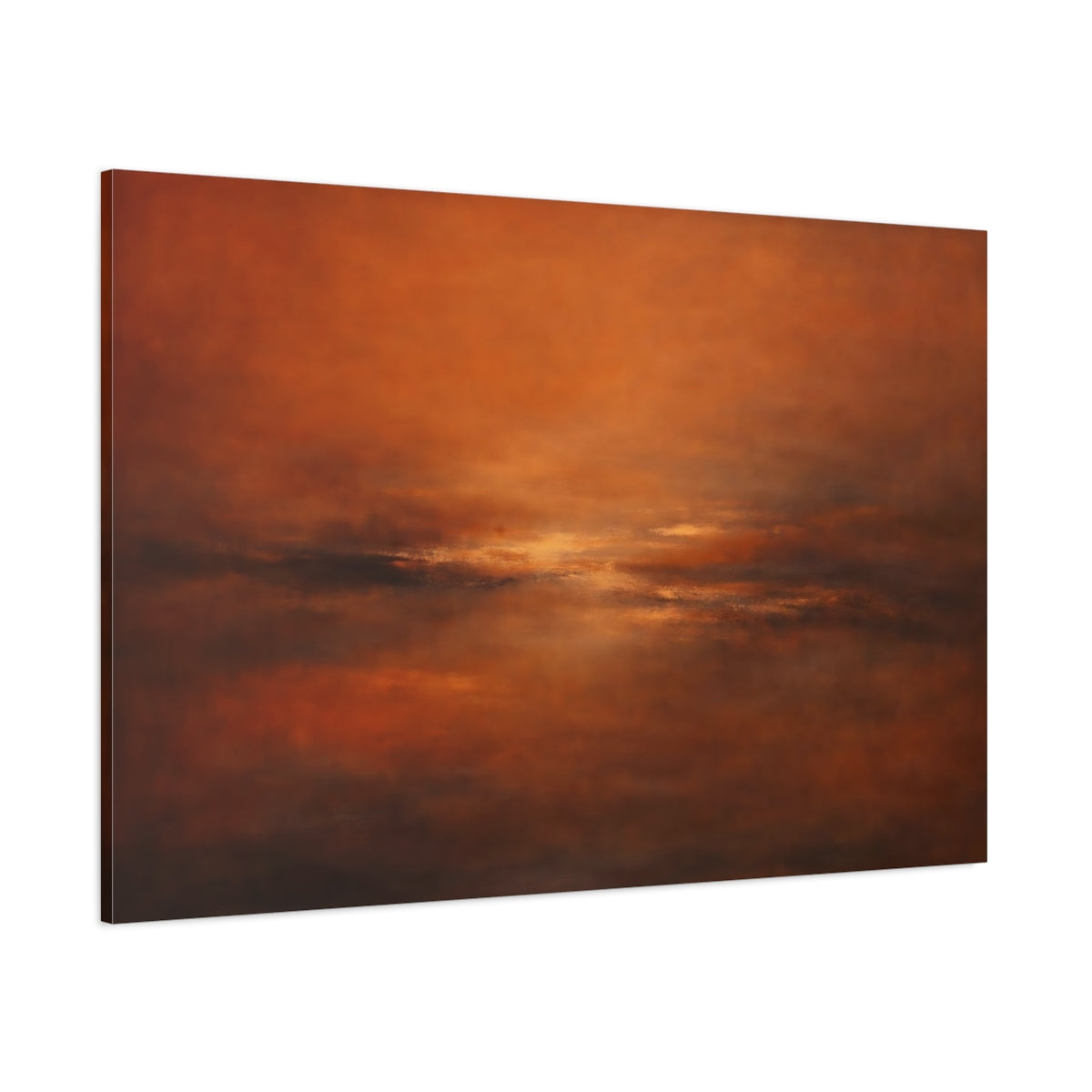 Main Mockup. Nature Abstract Horizon Orange Hues Abstract shown as stretched canvas wall art
