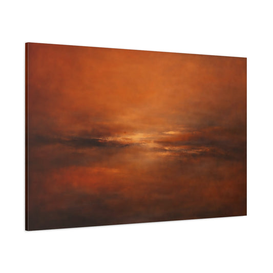 Main Mockup. Nature Abstract Horizon Orange Hues Abstract shown as stretched canvas wall art