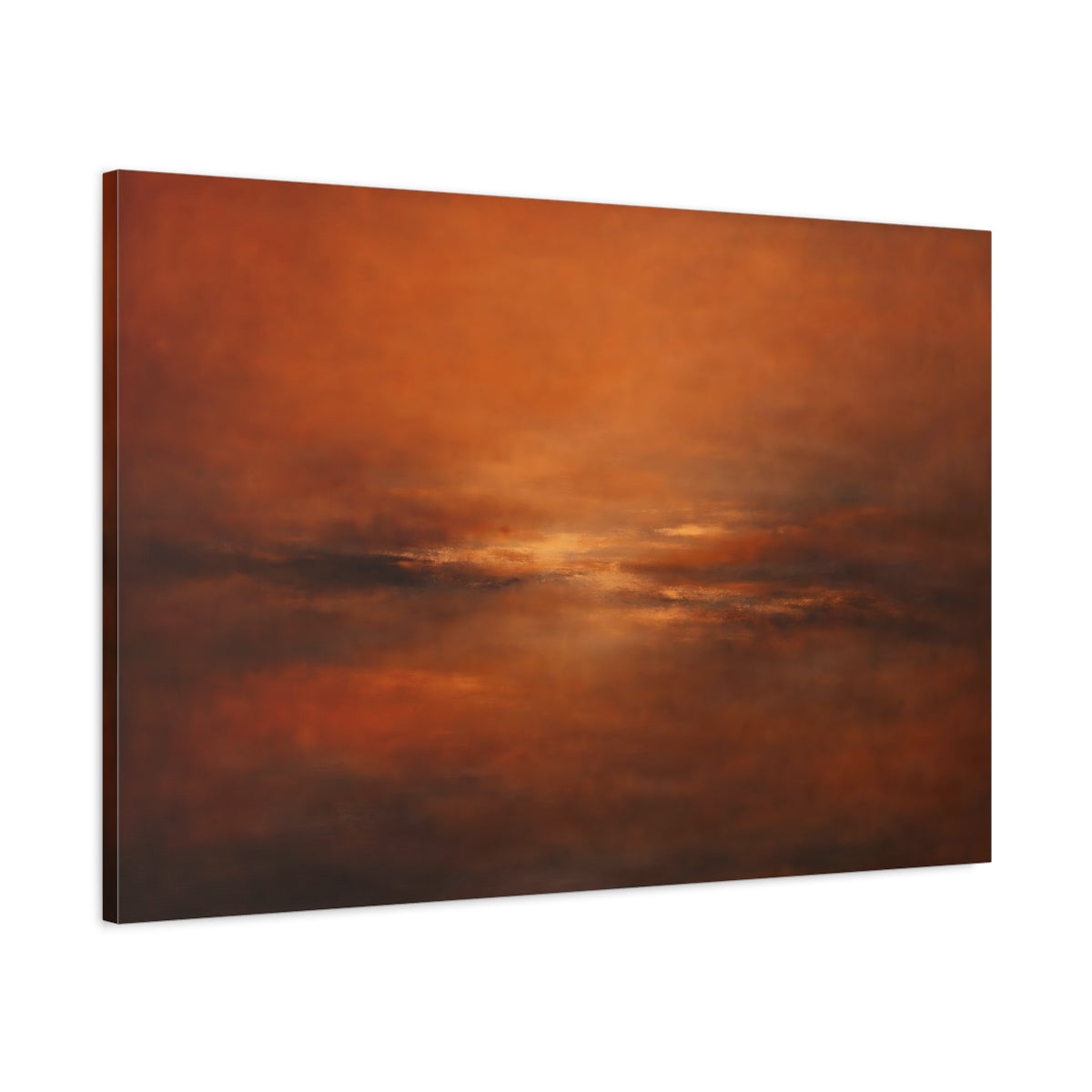 Side Mockup 1. Nature Abstract Horizon Orange Hues Abstract shown as stretched canvas wall art