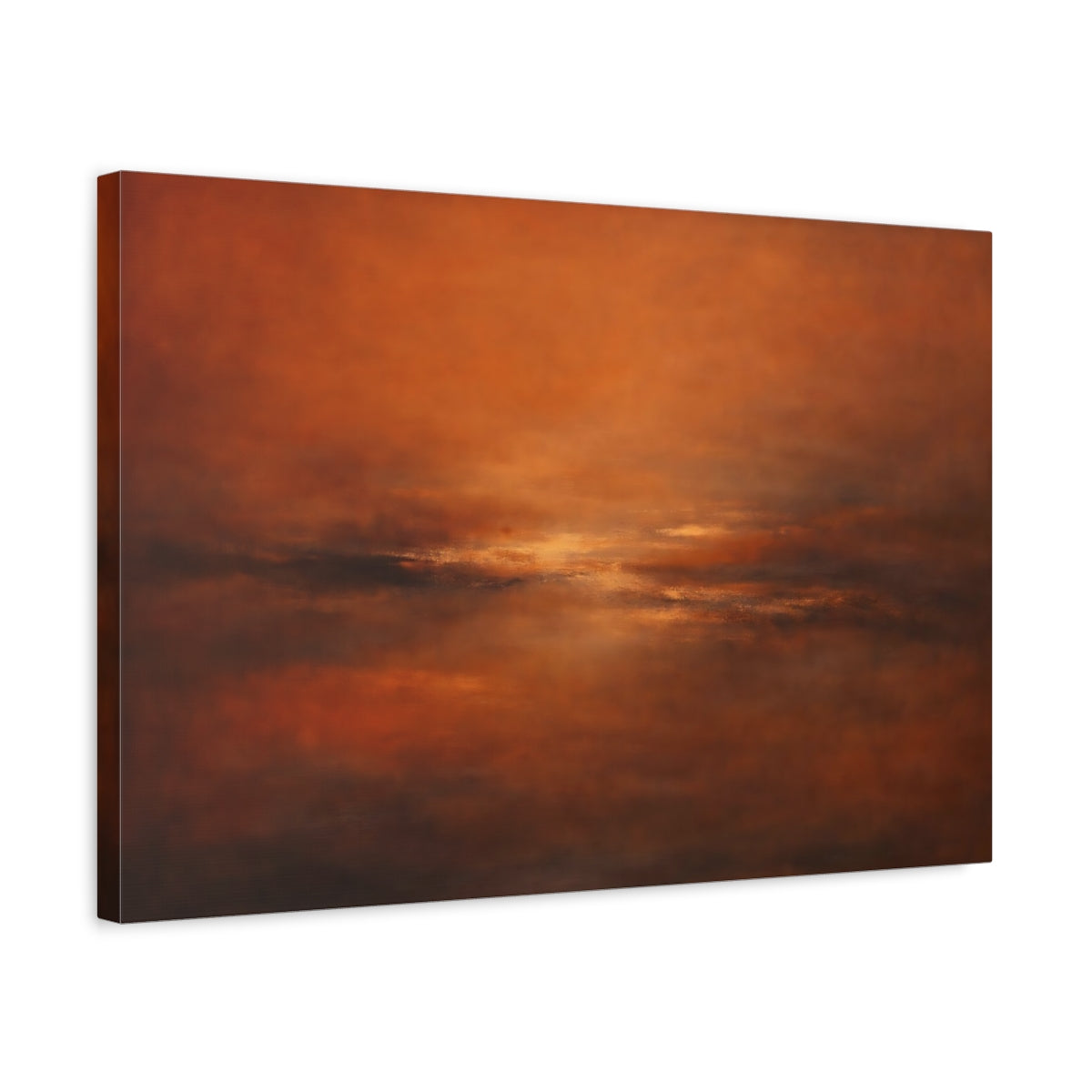 Side Mockup 3. Nature Abstract Horizon Orange Hues Abstract shown as stretched canvas wall art