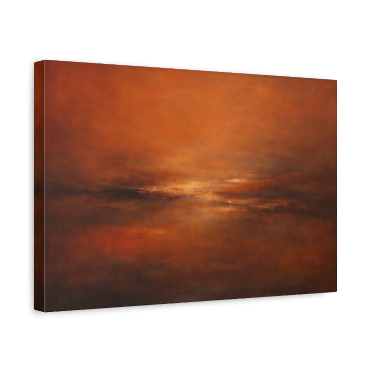 Side Mockup 4. Nature Abstract Horizon Orange Hues Abstract shown as stretched canvas wall art