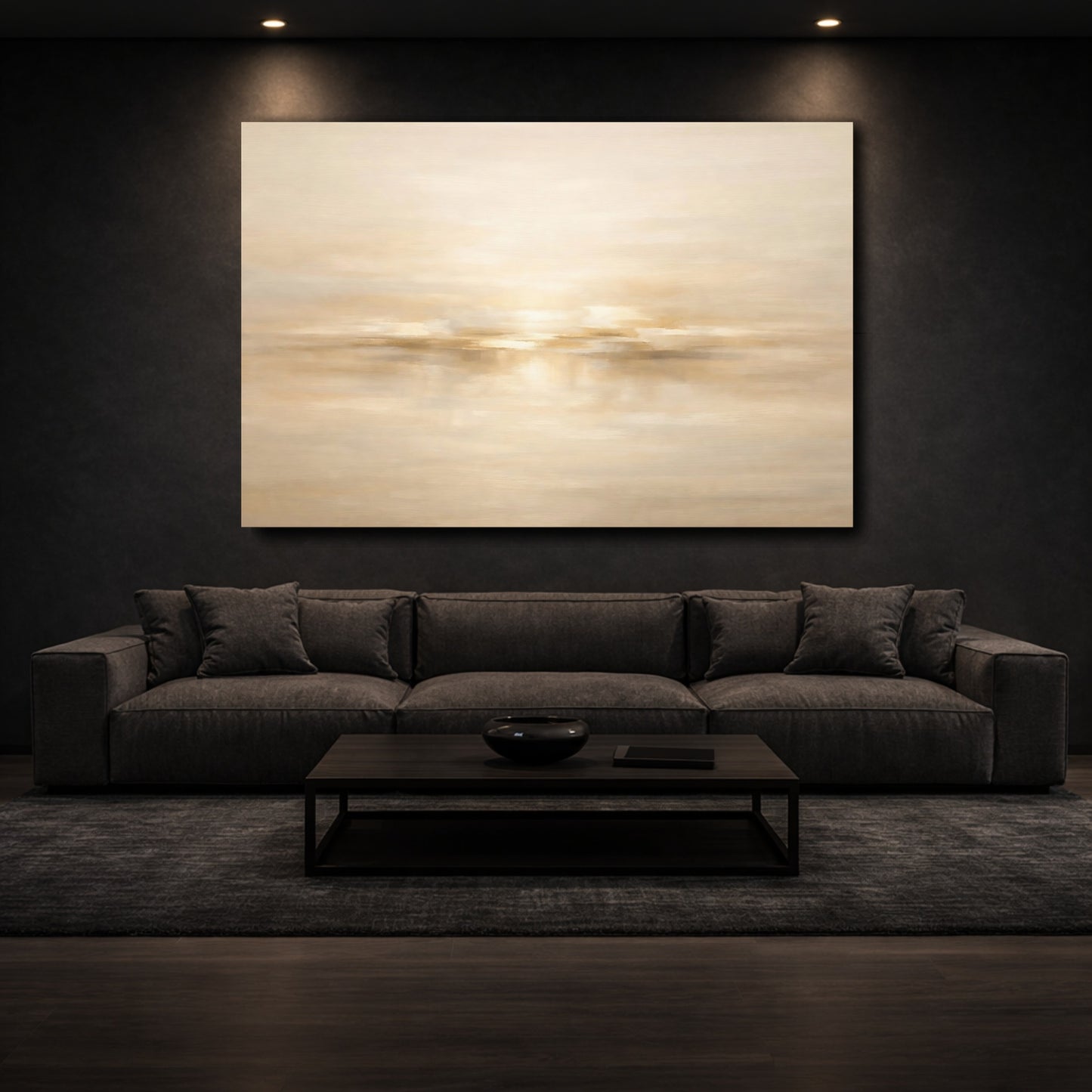 Mockup 2. Nature Abstract Horizon Warm Abstract shown as stretched canvas wall art