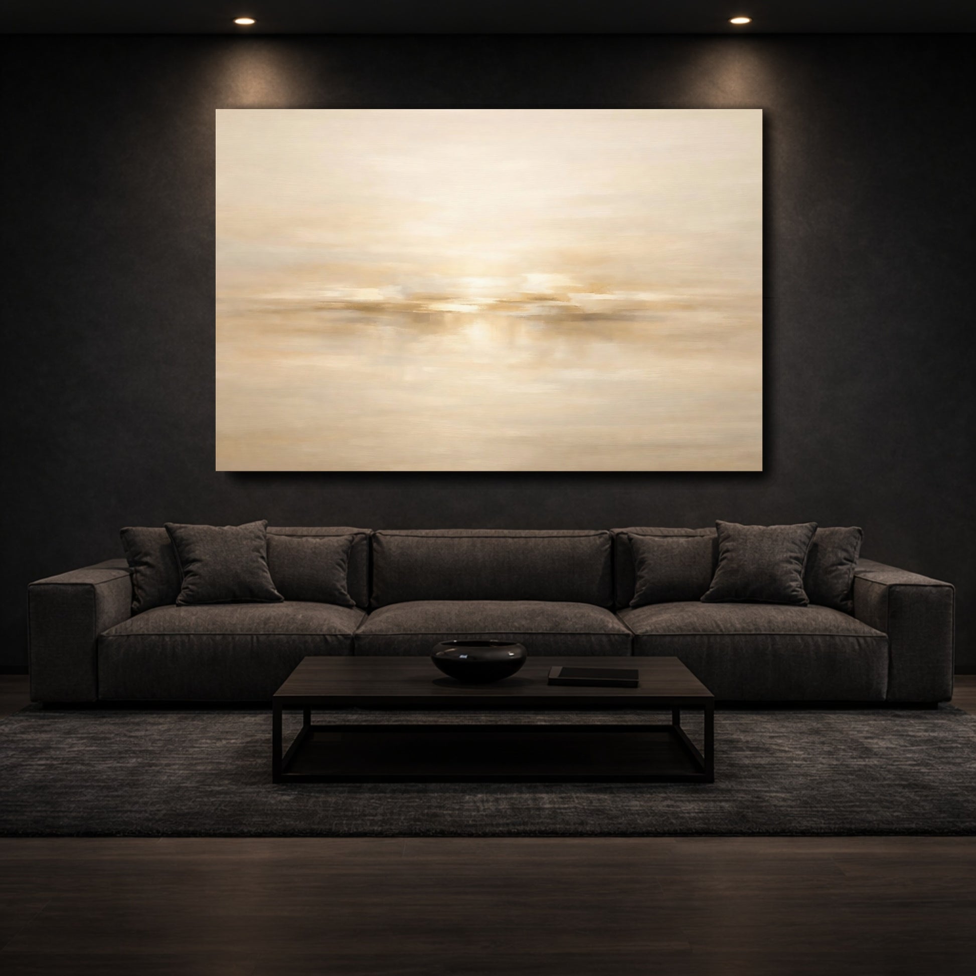 Mockup 2. Nature Abstract Horizon Warm Abstract shown as stretched canvas wall art